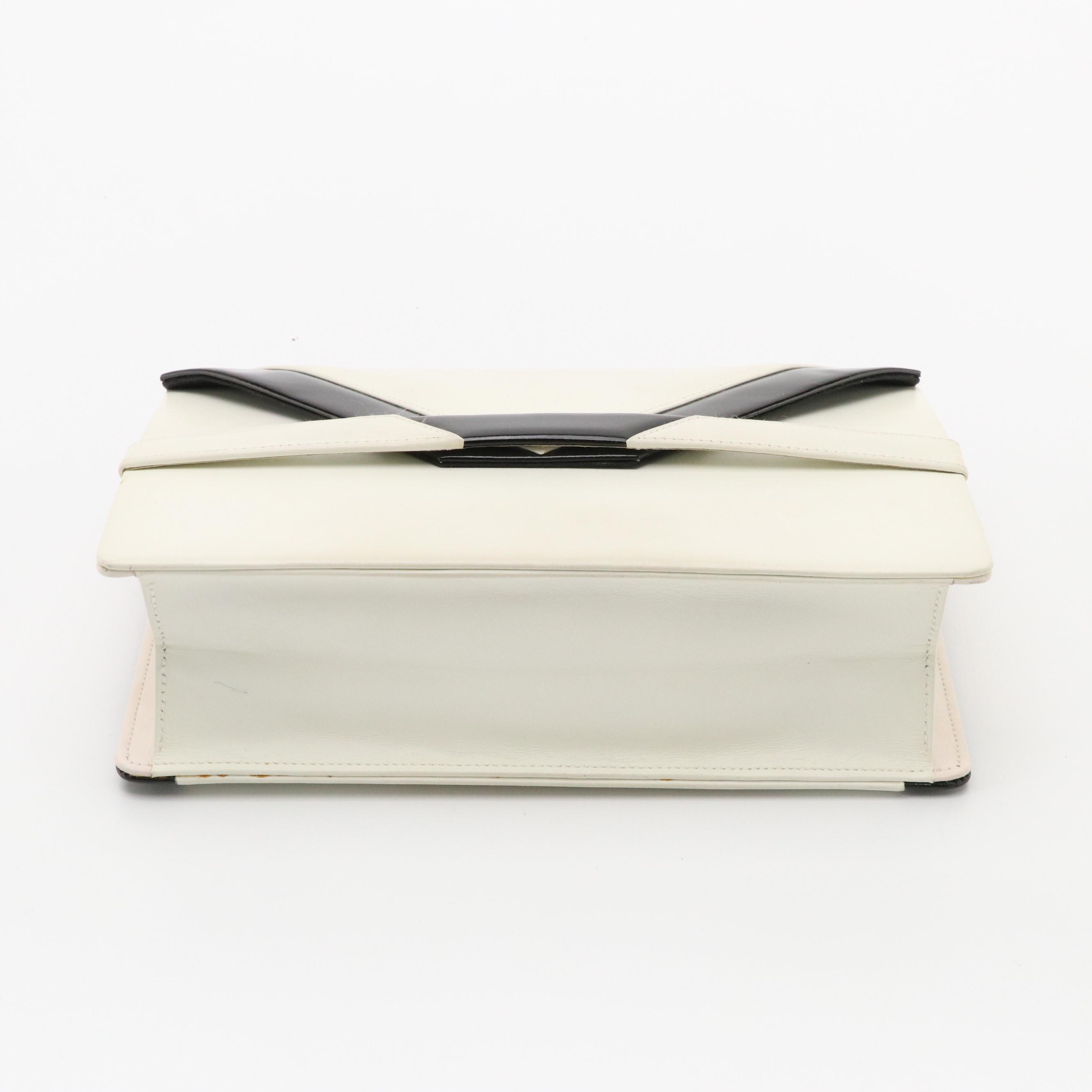 Givenchy Envelope Flap Clutch in White Leather and Black Patent Leather