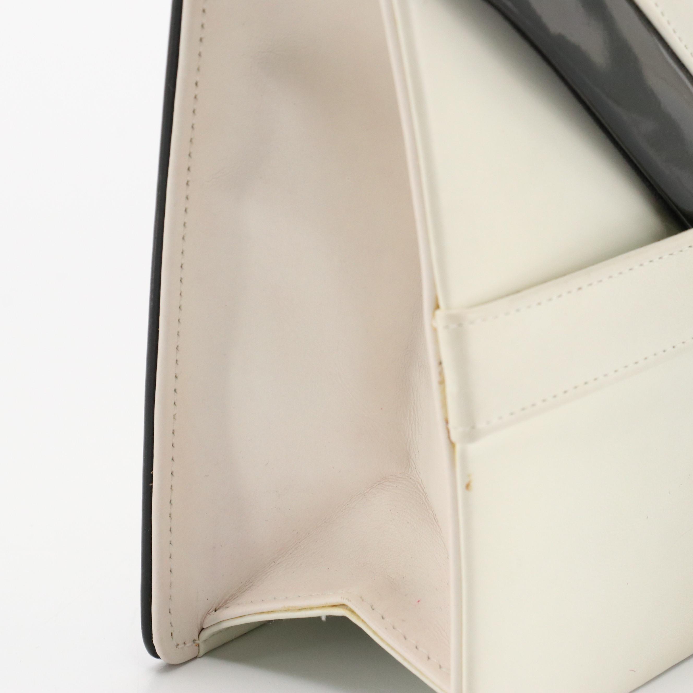 Givenchy Envelope Flap Clutch in White Leather and Black Patent Leather