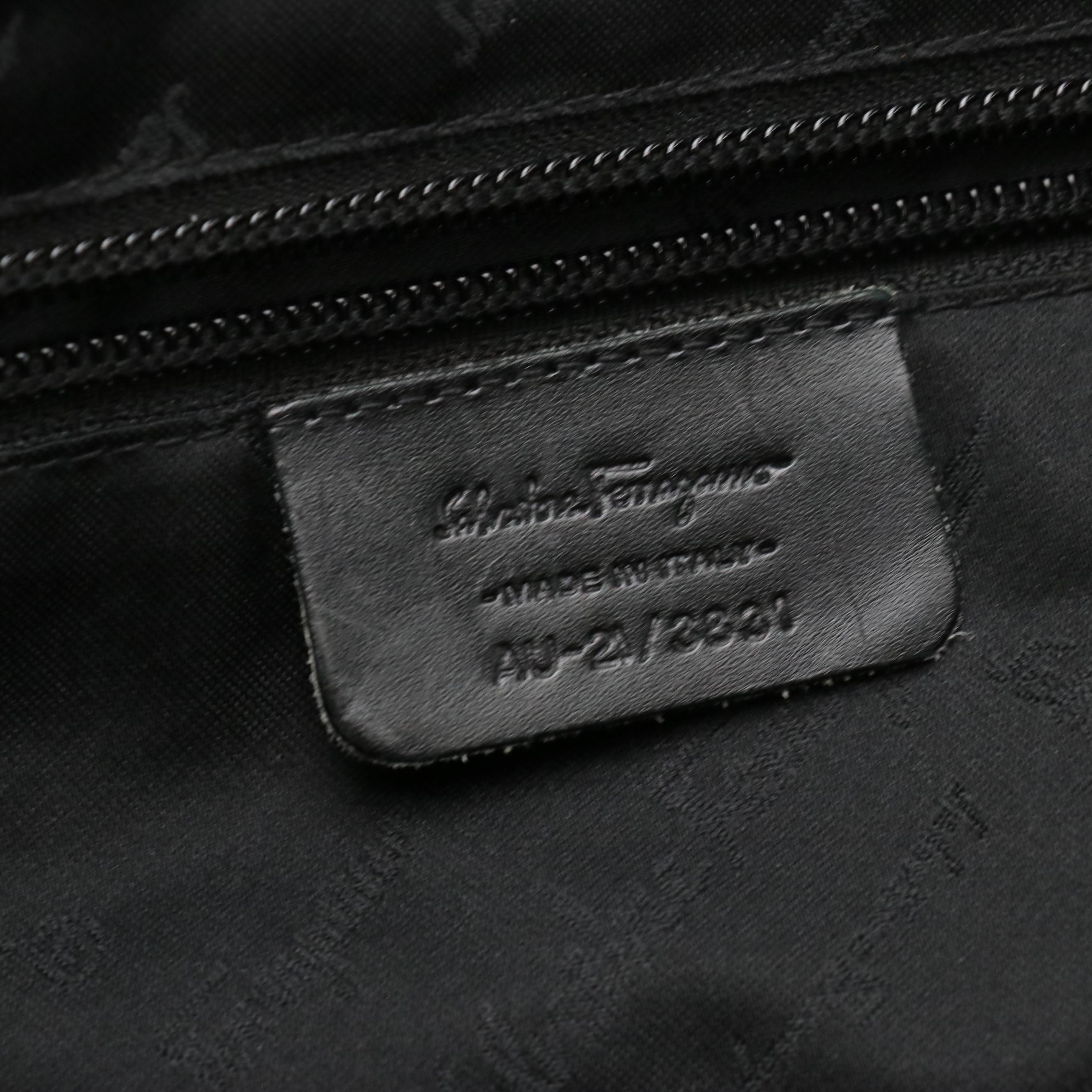 Salvatore Ferragamo Black Gancini Jacquard and Leather Shoulder Bag