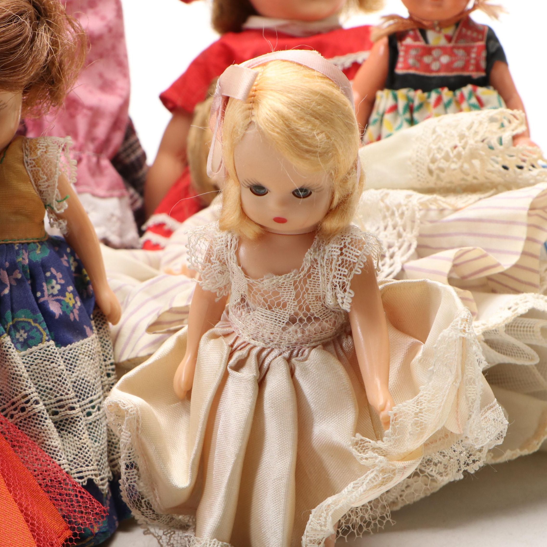 Madame Alexander "Amy" and "Meg" Dolls with More Porcelain and Plastic Dolls