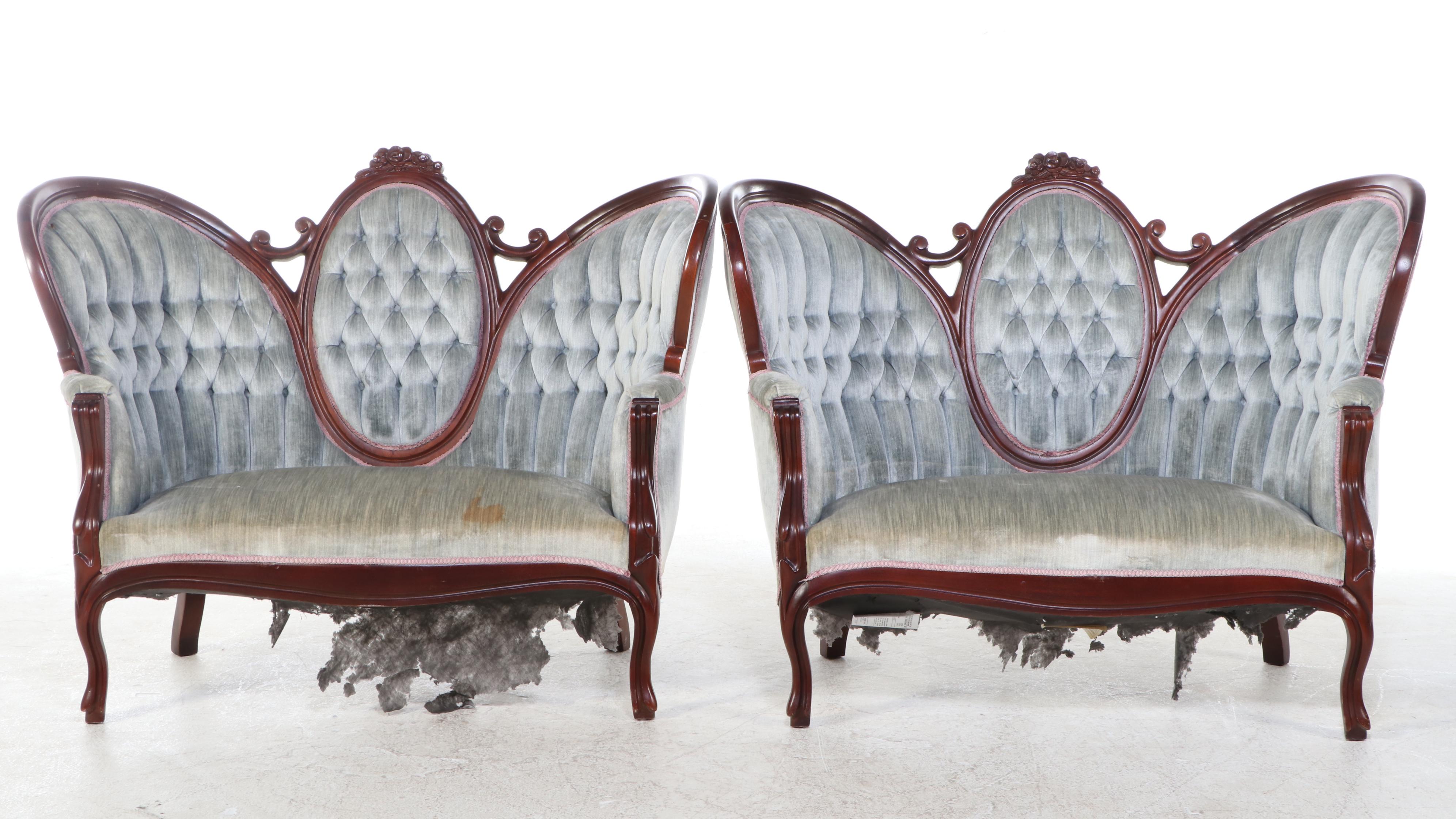 American Furniture Galleries Victorian Rococo Revival Style Settees