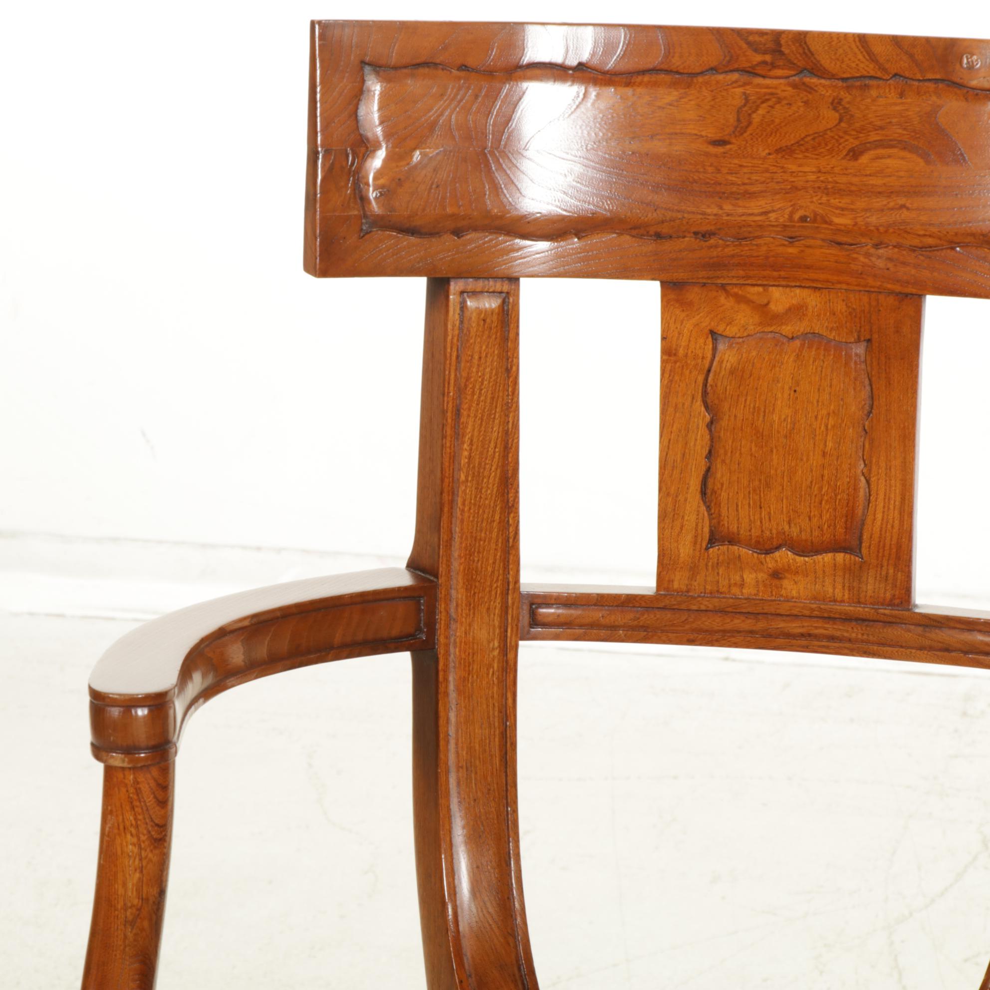 Three Leather Upholstered Walnut Swivel Bar Stools, 21st Century