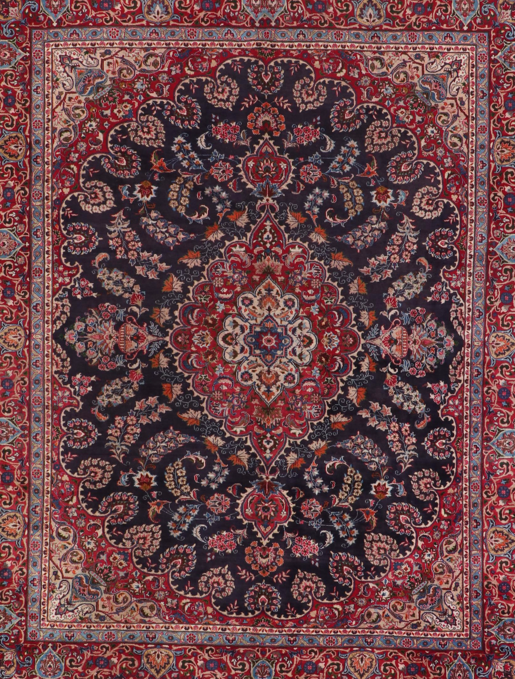 9'8 x 12'5 Hand-Knotted Persian Kashan Room Sized Rug