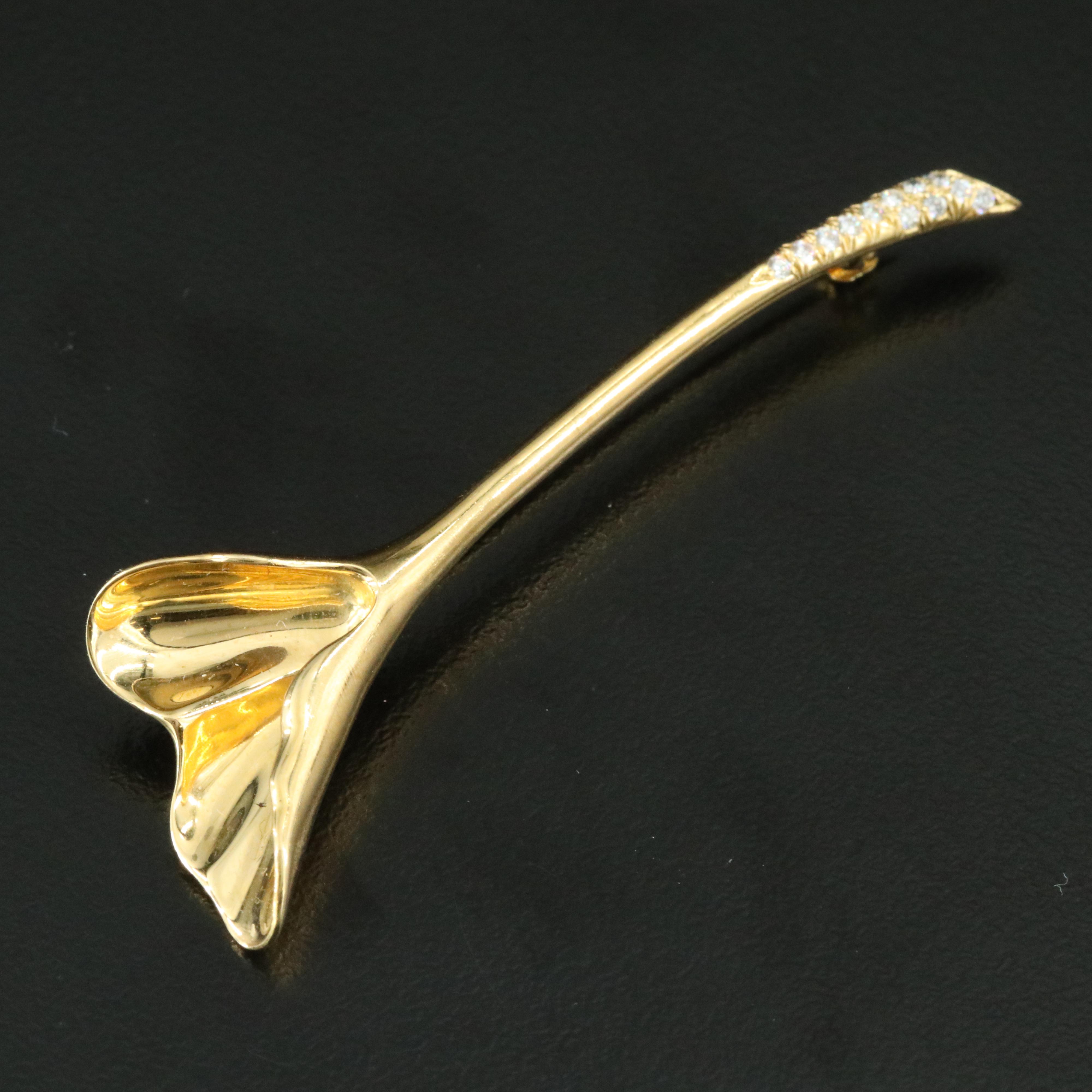 Tiffany & Co. 18K and Diamond Ginkgo Leaf Brooch