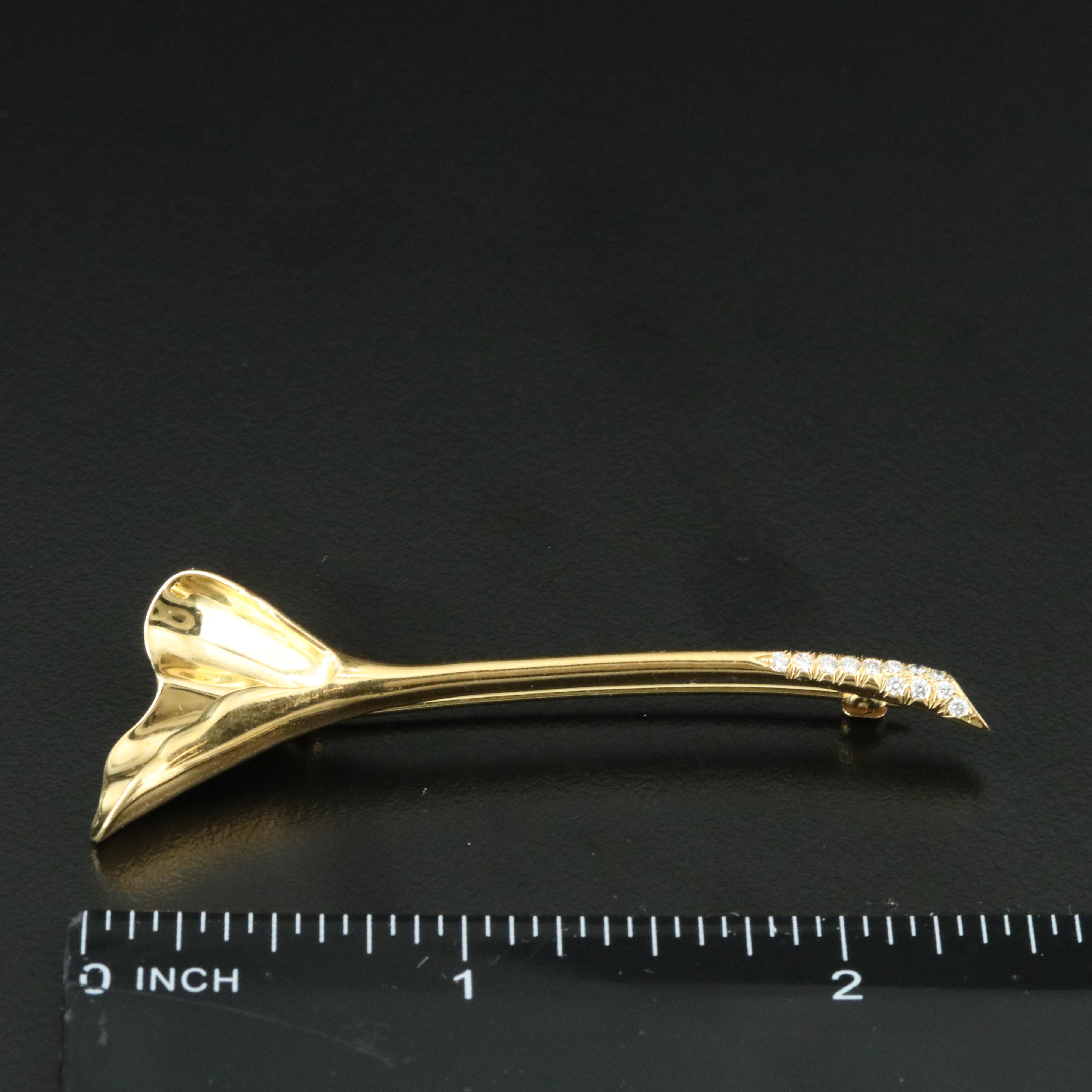 Tiffany & Co. 18K and Diamond Ginkgo Leaf Brooch