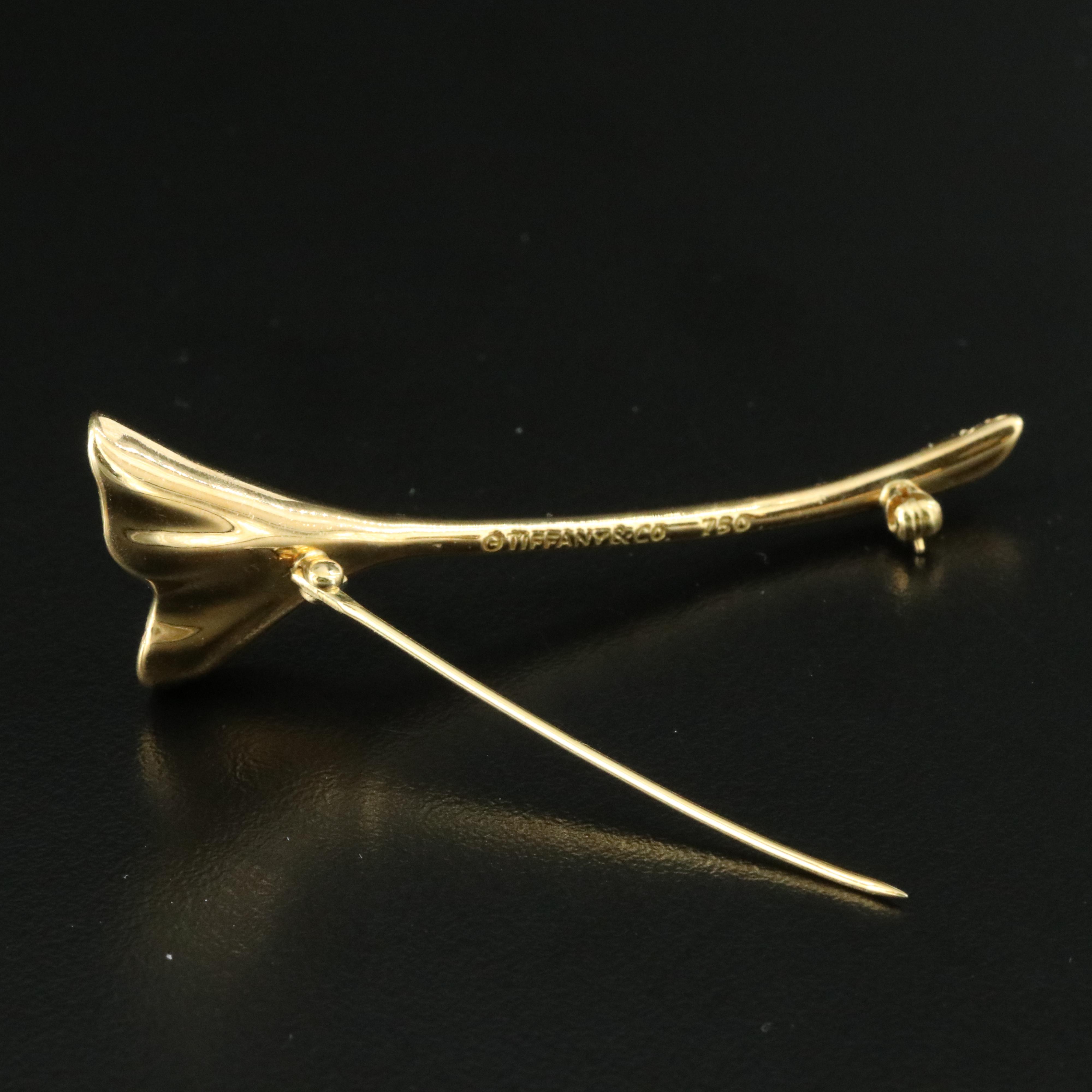 Tiffany & Co. 18K and Diamond Ginkgo Leaf Brooch