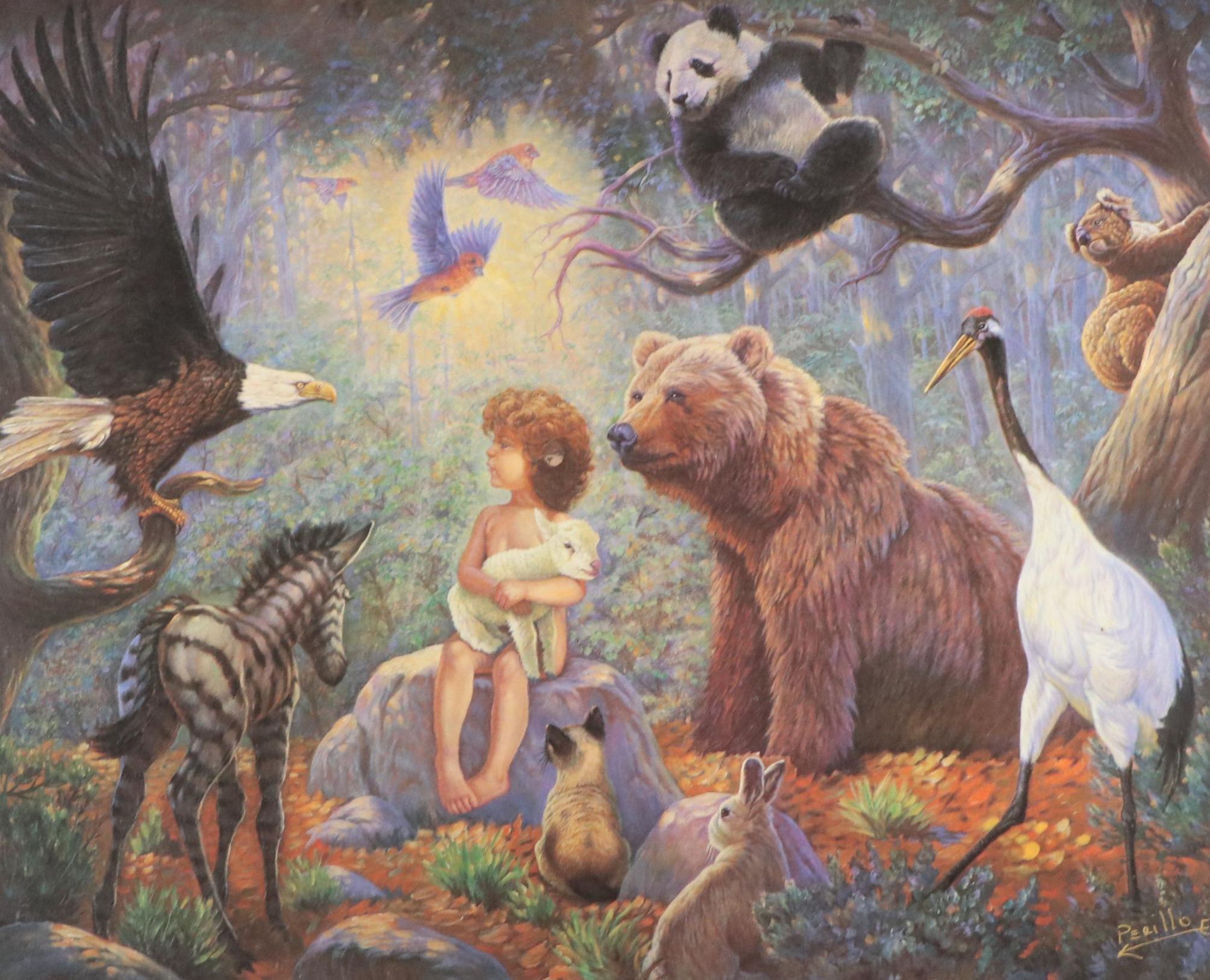 Gregory Perillo Offset Lithograph "Peaceable Kingdom: Nations at Rest"