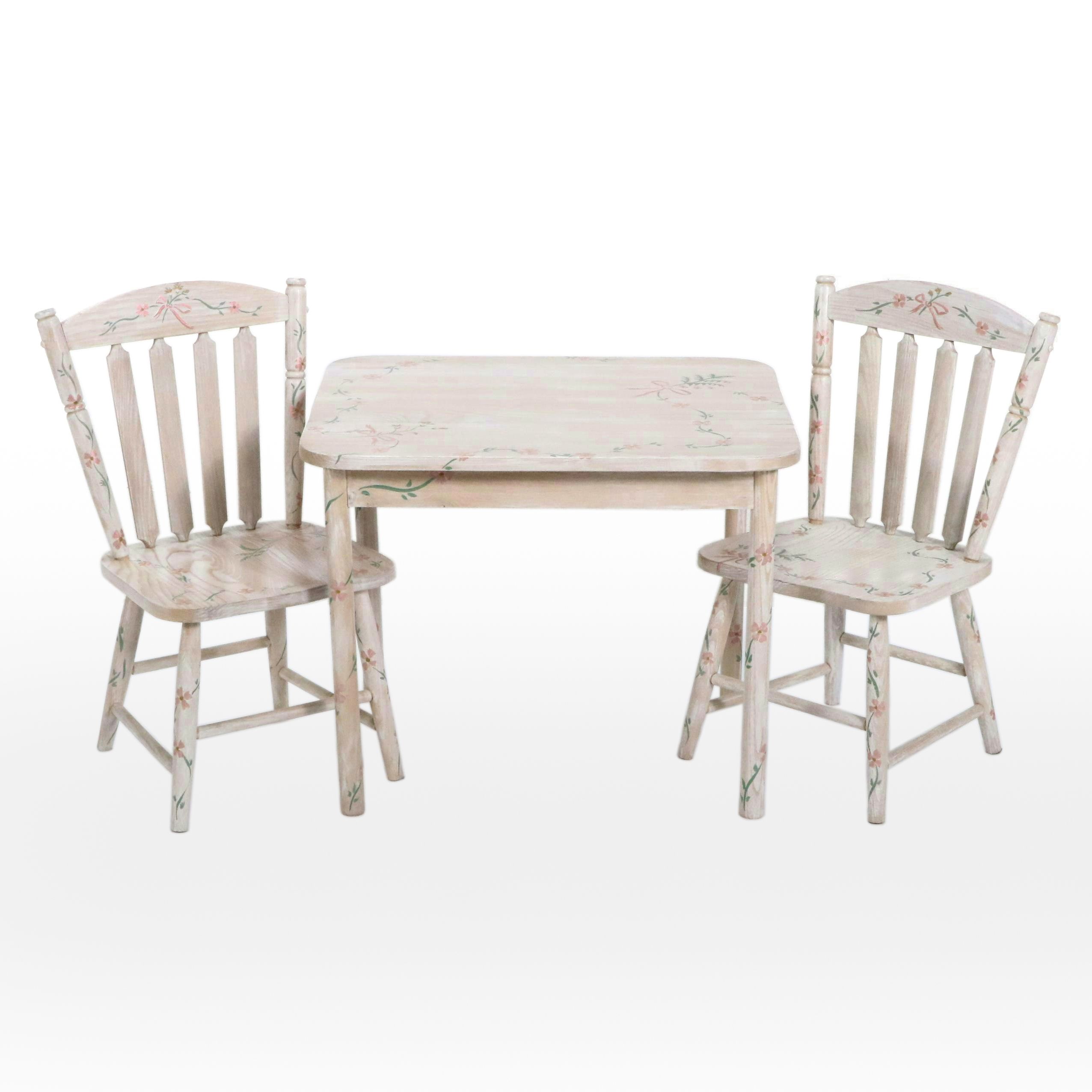 Union City Chair Child Size Paint-Decorated Wood Three-Piece Dining Set