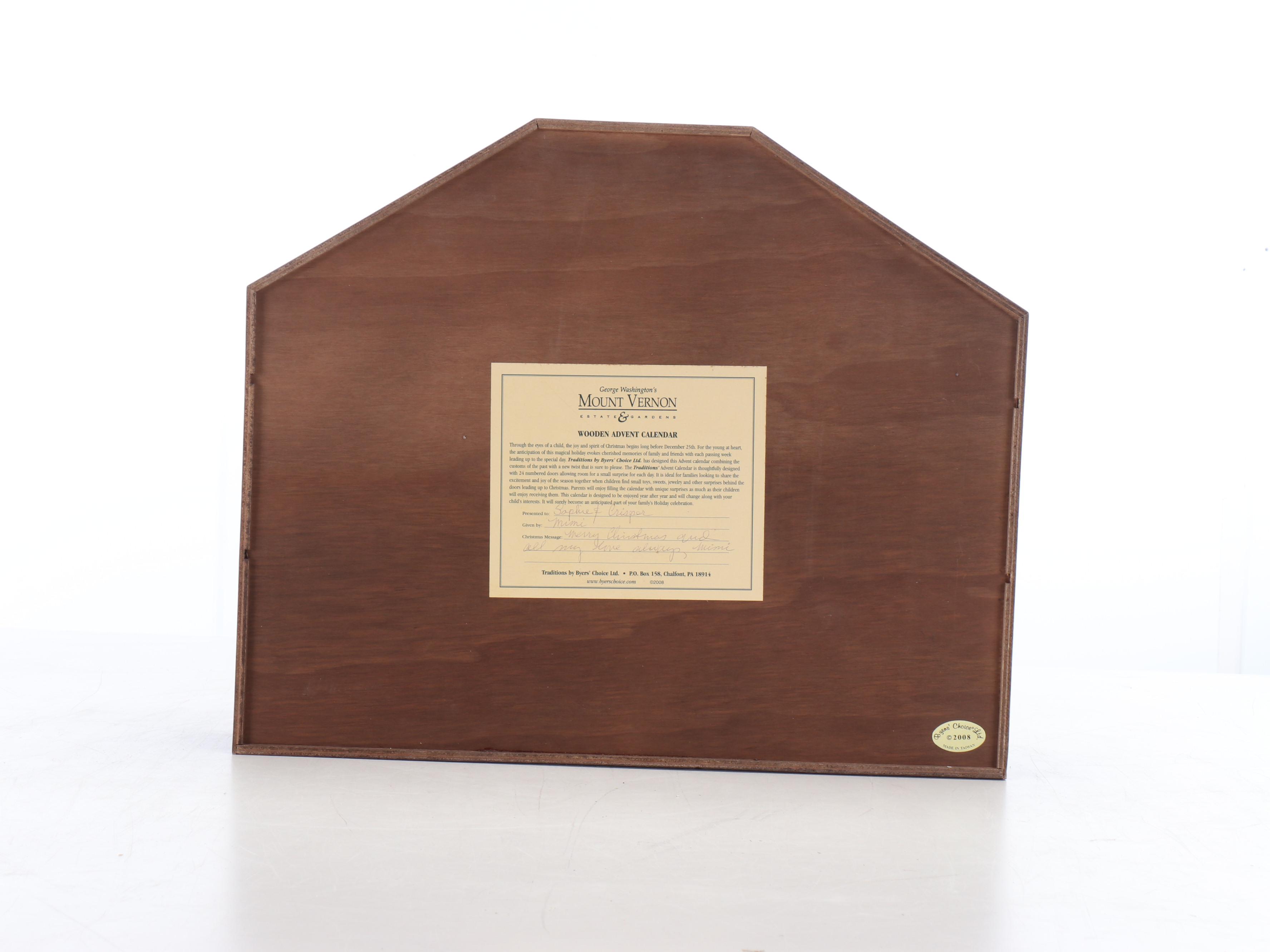 Byers' Choice  Wooden Mount Vernon Advent Calendar