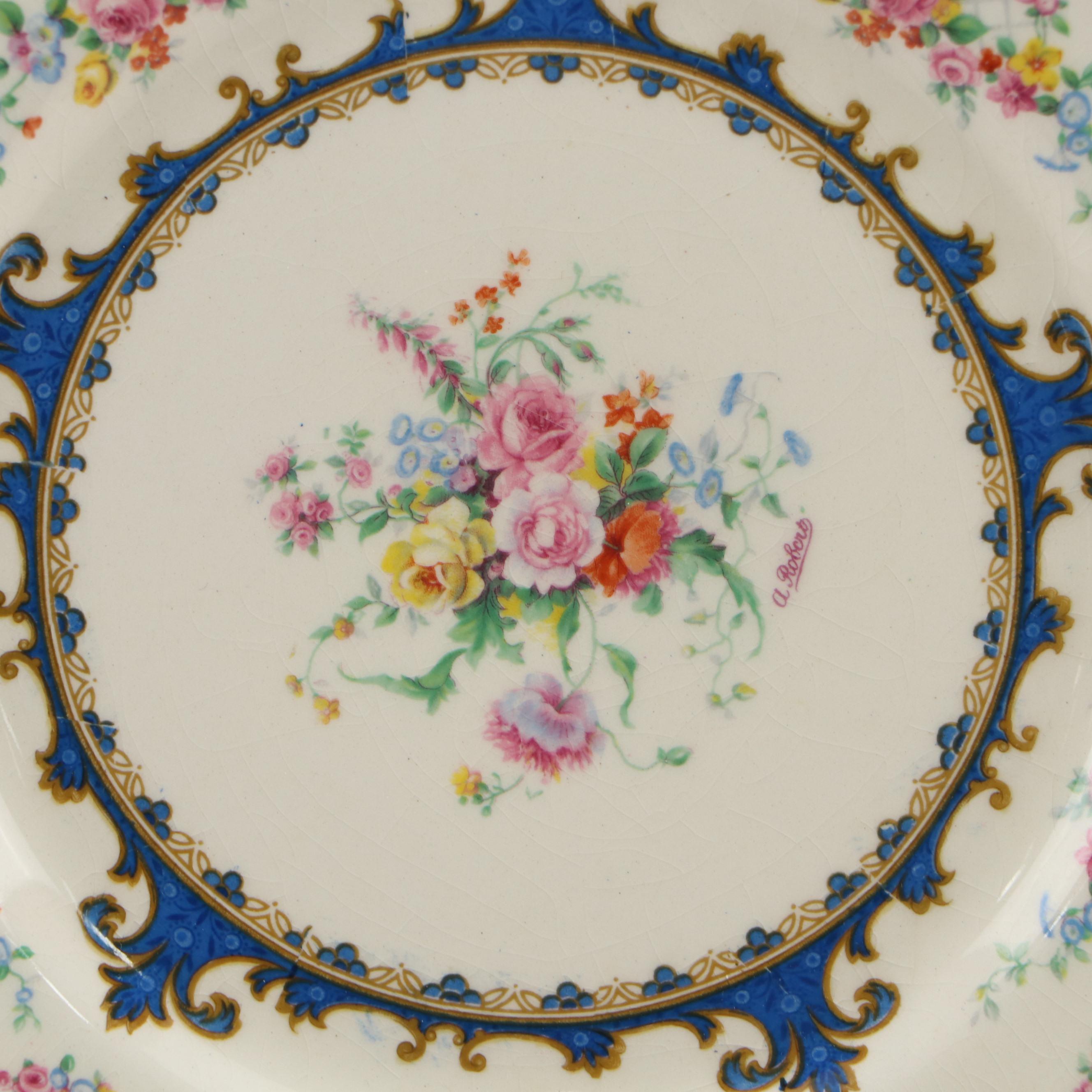 Myott Staffordshire "Sevres" Gilt Porcelain Dinner Plates