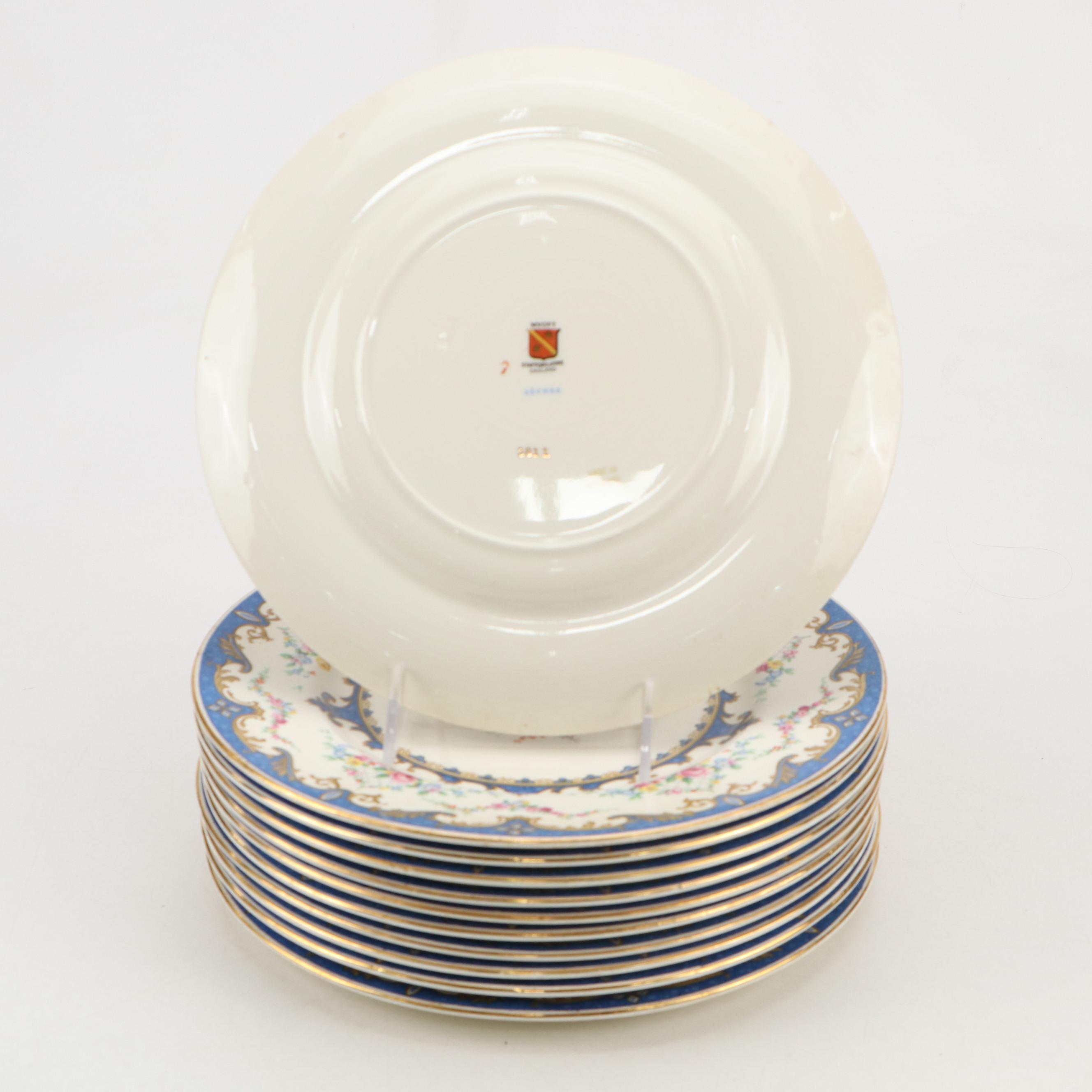 Myott Staffordshire "Sevres" Gilt Porcelain Dinner Plates