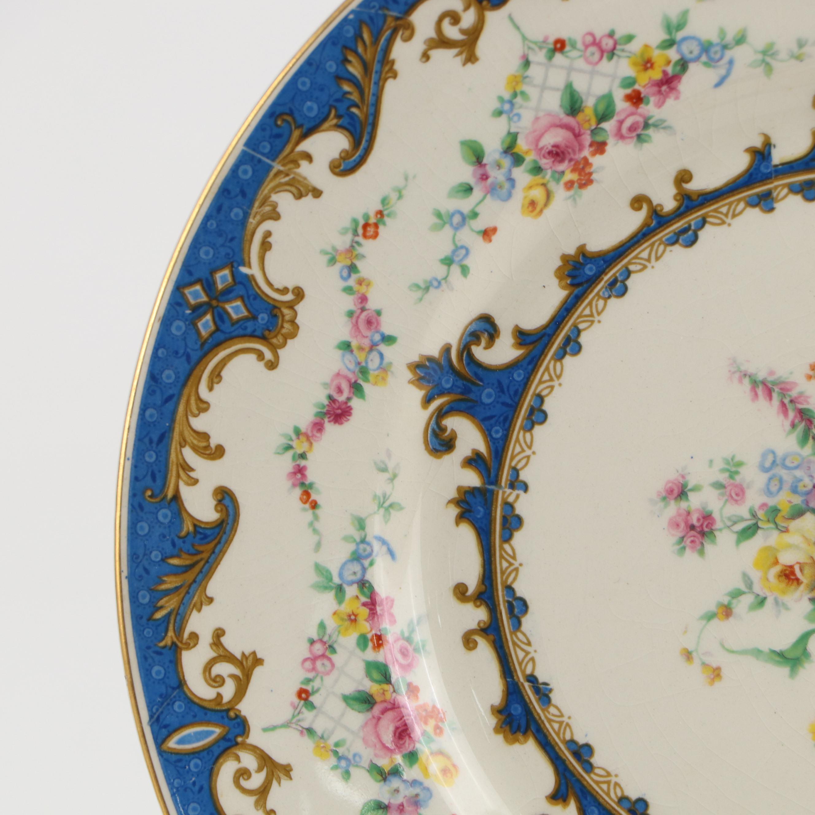 Myott Staffordshire "Sevres" Gilt Porcelain Dinner Plates