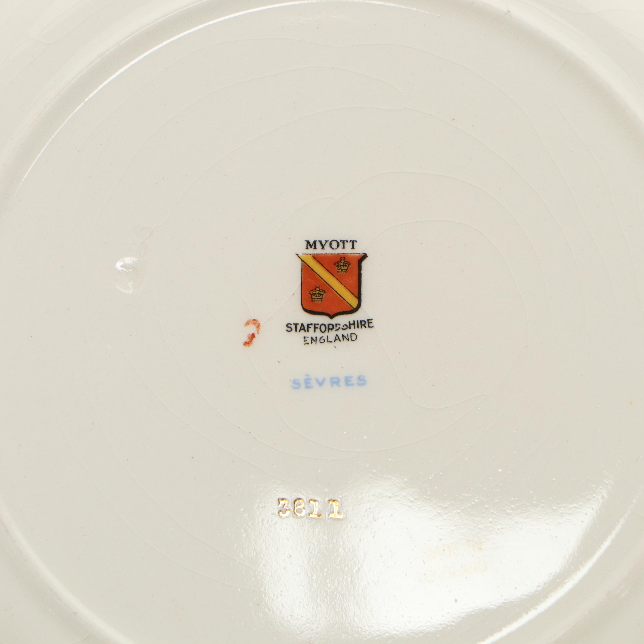 Myott Staffordshire "Sevres" Gilt Porcelain Dinner Plates