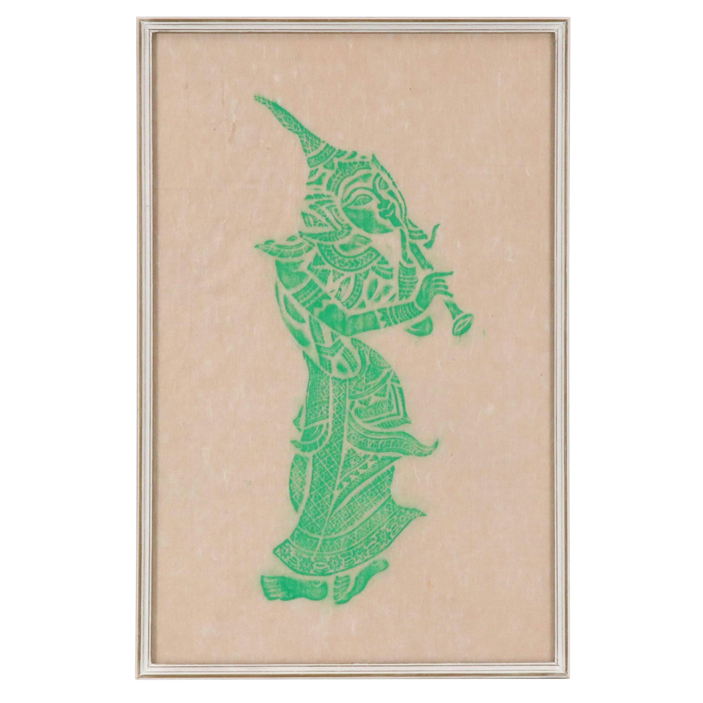 Thai Temple Rubbing of Flutist