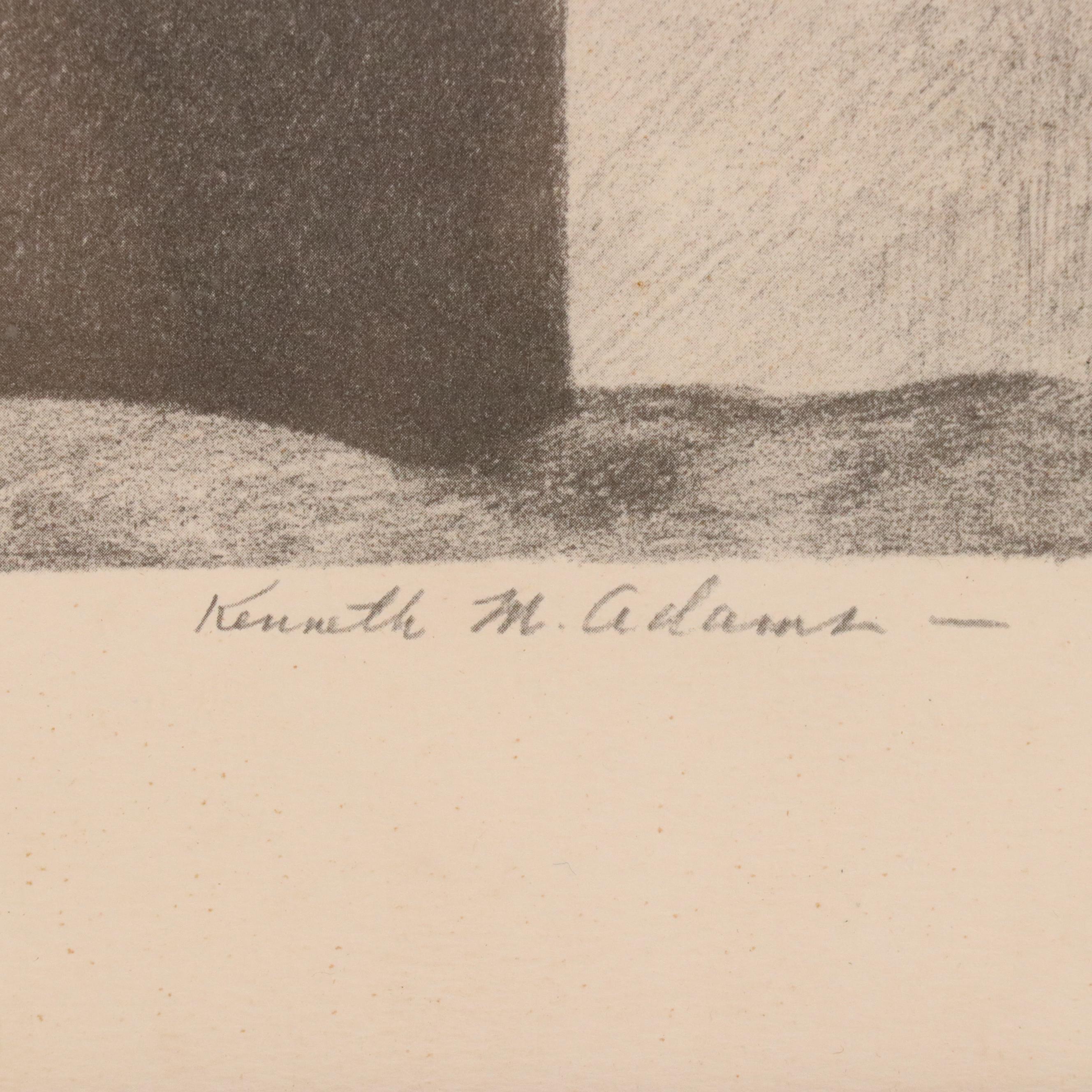 After Kenneth M. Adams Halftone "Ranchos de Taos Church - Moonlight"