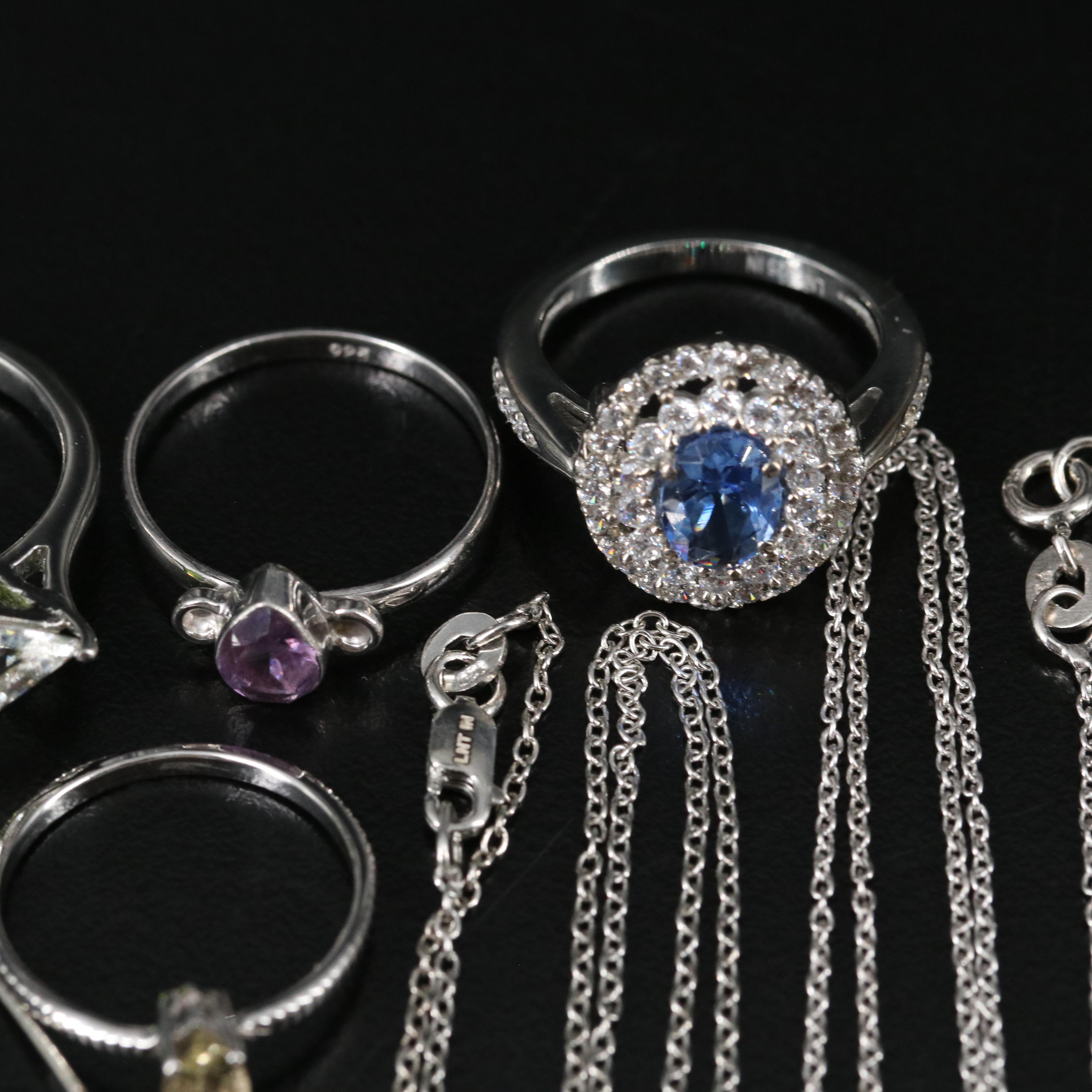14 Assorted Sterling Silver Rings, Necklaces, Earrings, and Pendants