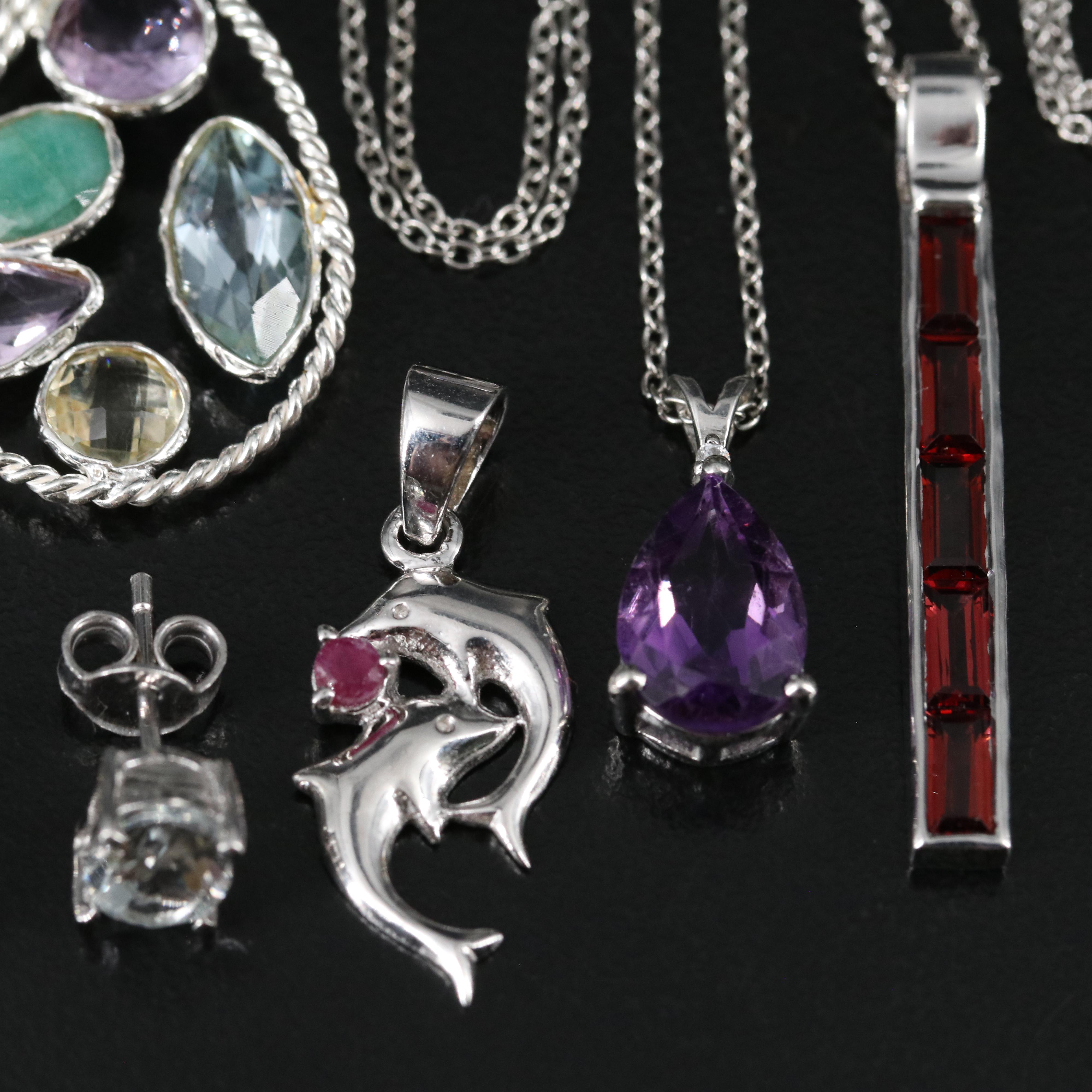 14 Assorted Sterling Silver Rings, Necklaces, Earrings, and Pendants