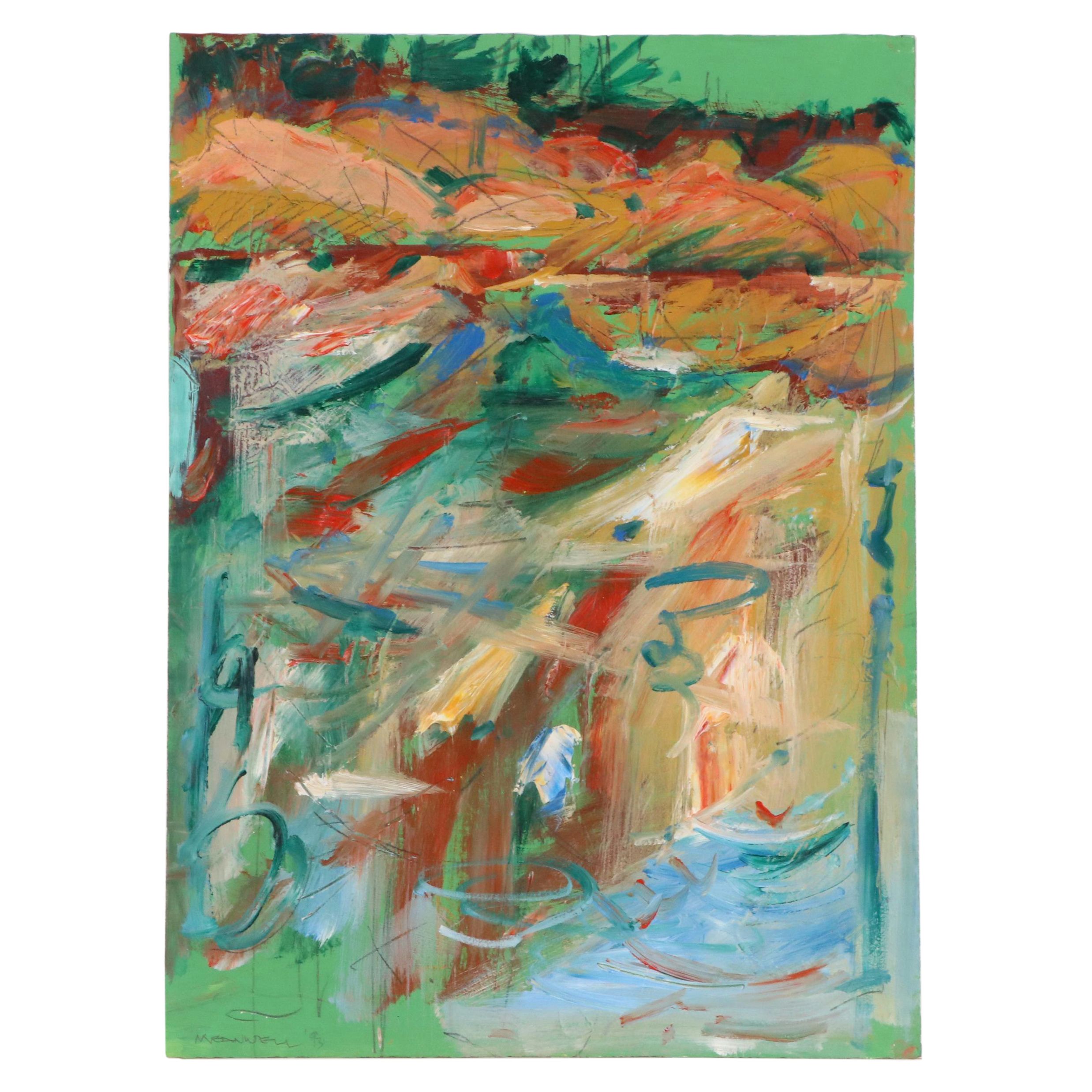 Jack Meanwell Abstract Modern Oil Painting, 1993