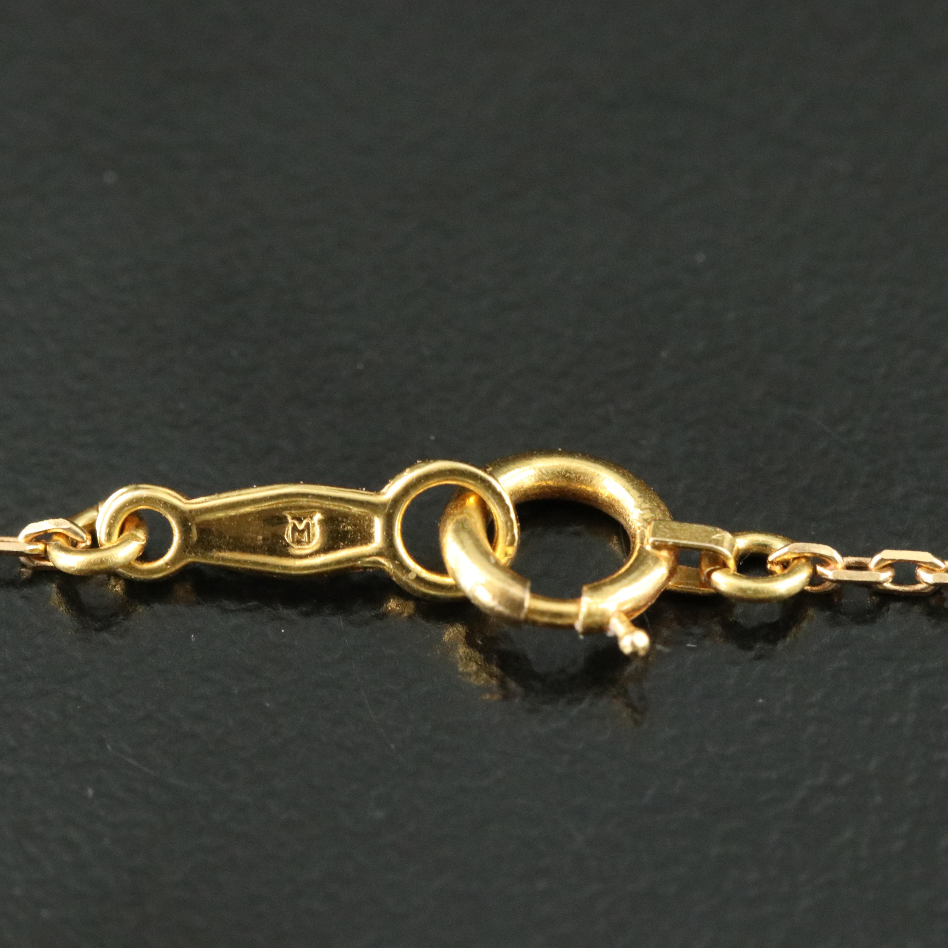 Mikimoto 18K Pearl and Green Enamel Bar Necklace