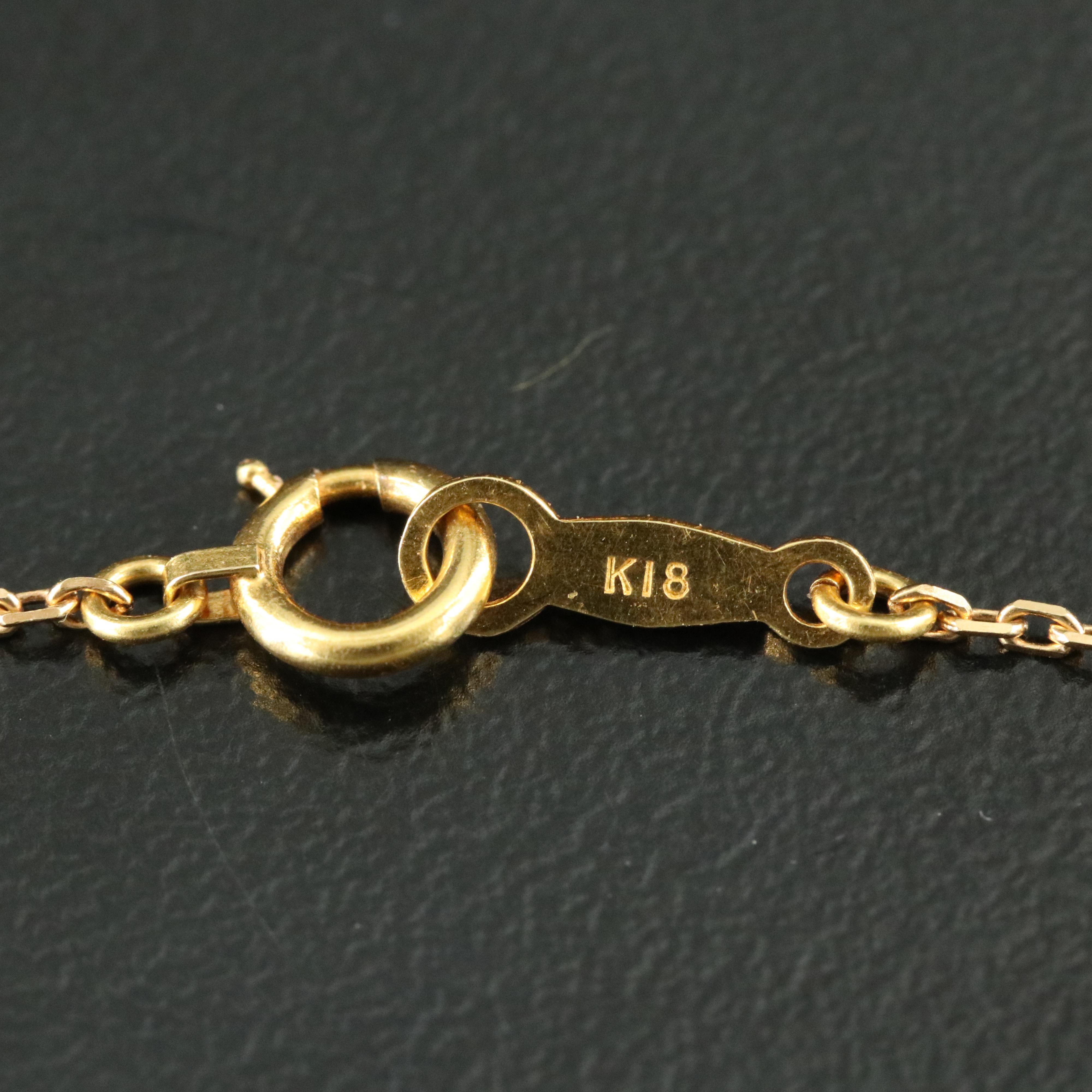 Mikimoto 18K Pearl and Green Enamel Bar Necklace