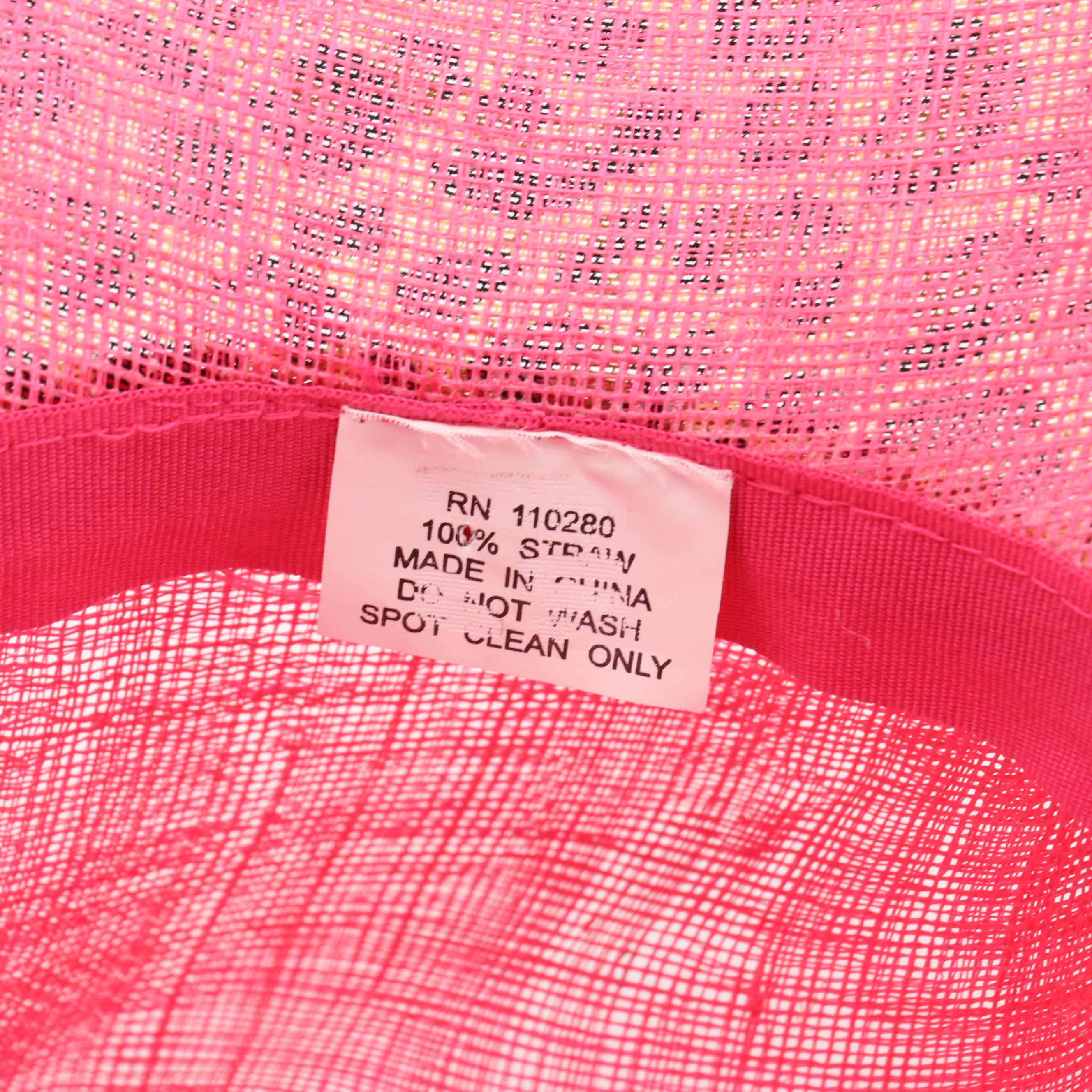 Hot Pink and Leopard Print Embellished Straw Derby Hat