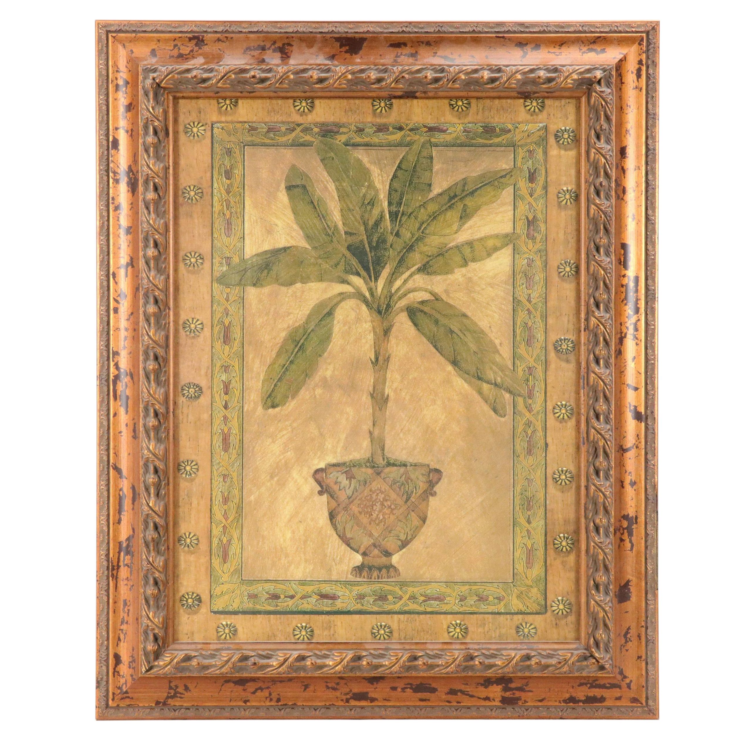 Offset Lithograph Botanical Illustration "Golden Palm," 21st Century