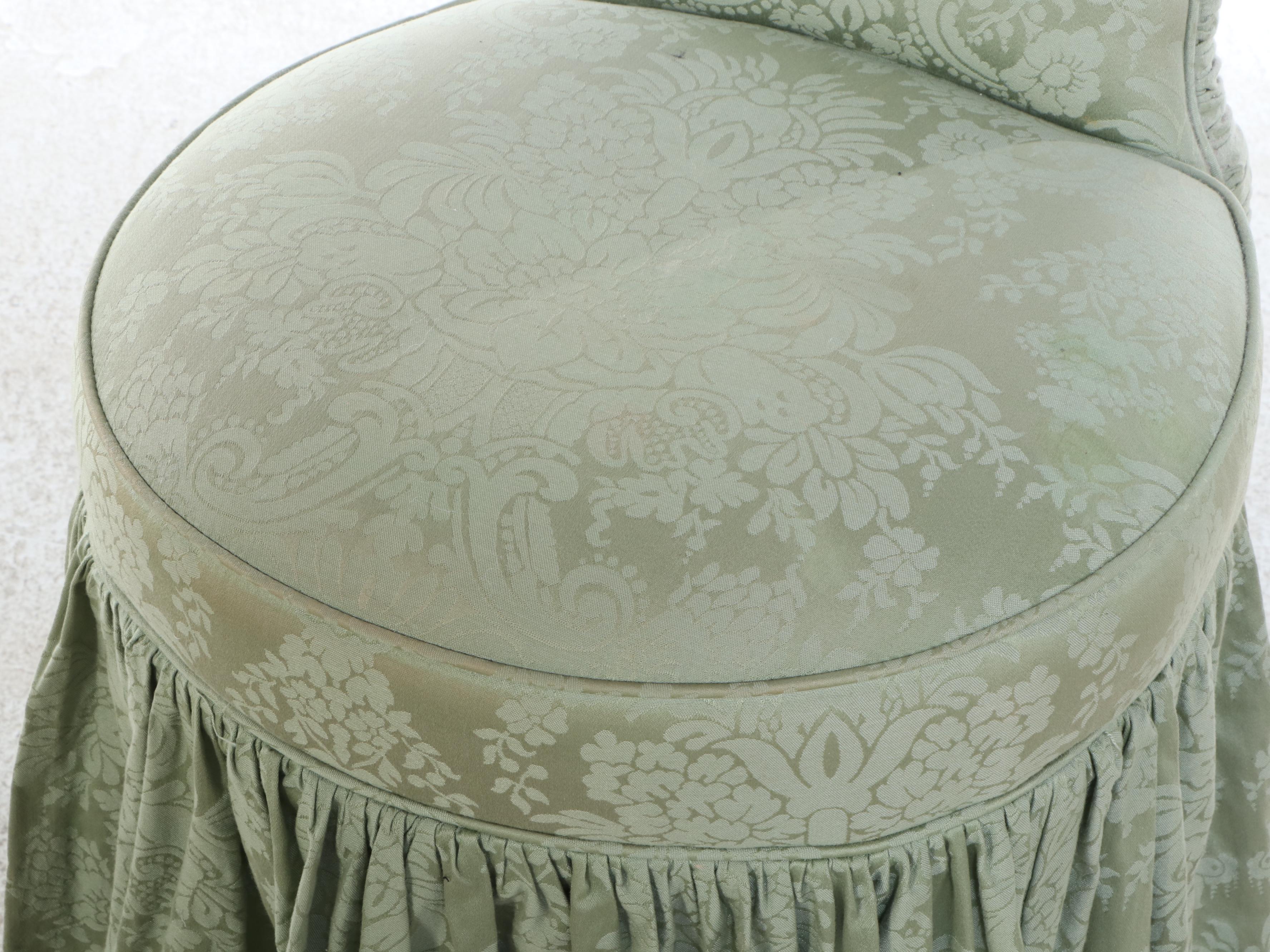 French Provincial Style Painted Wood Vanity with Skirted Stool