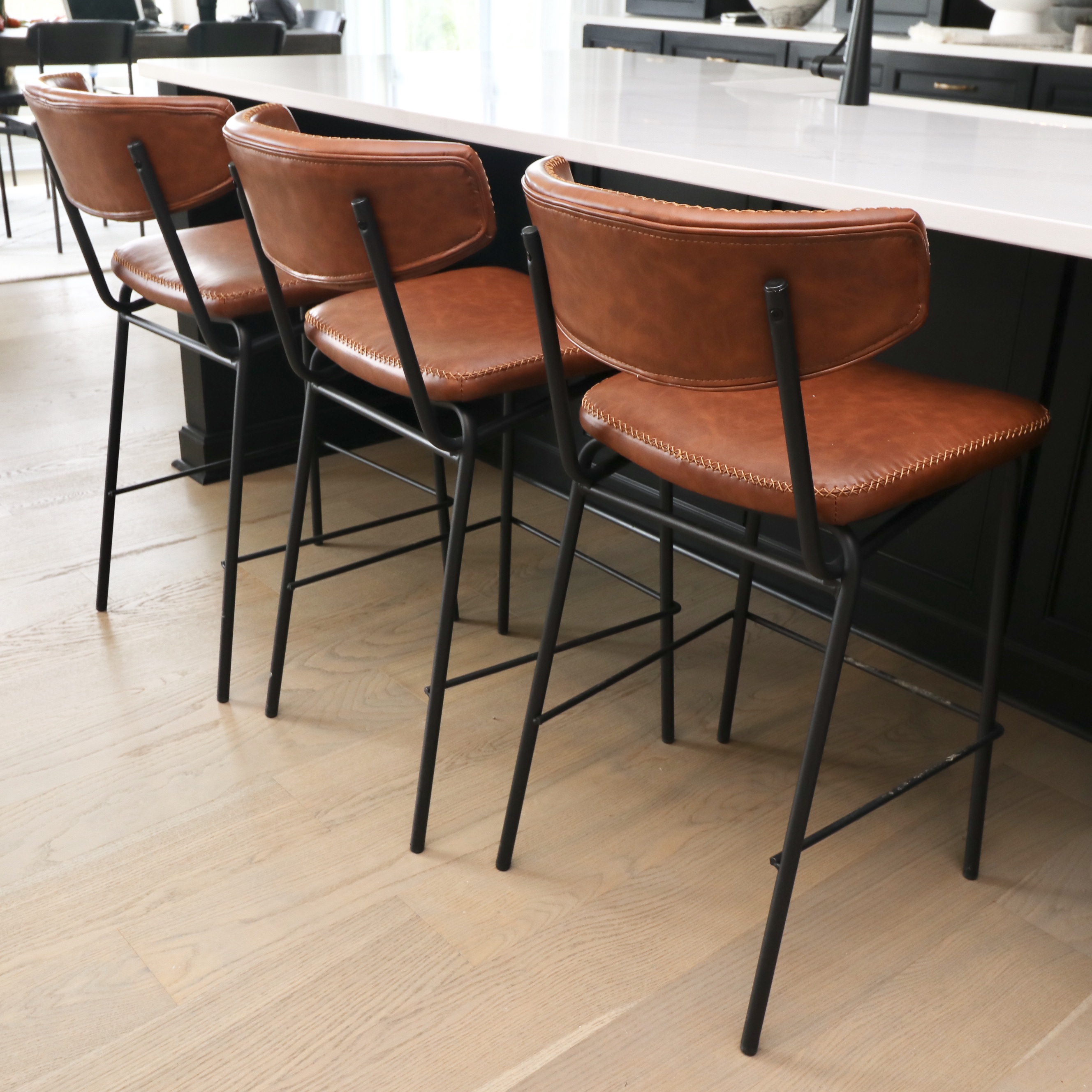 Zuo Modern "Sharon" Faux Leather Counter Stools, Set of Three
