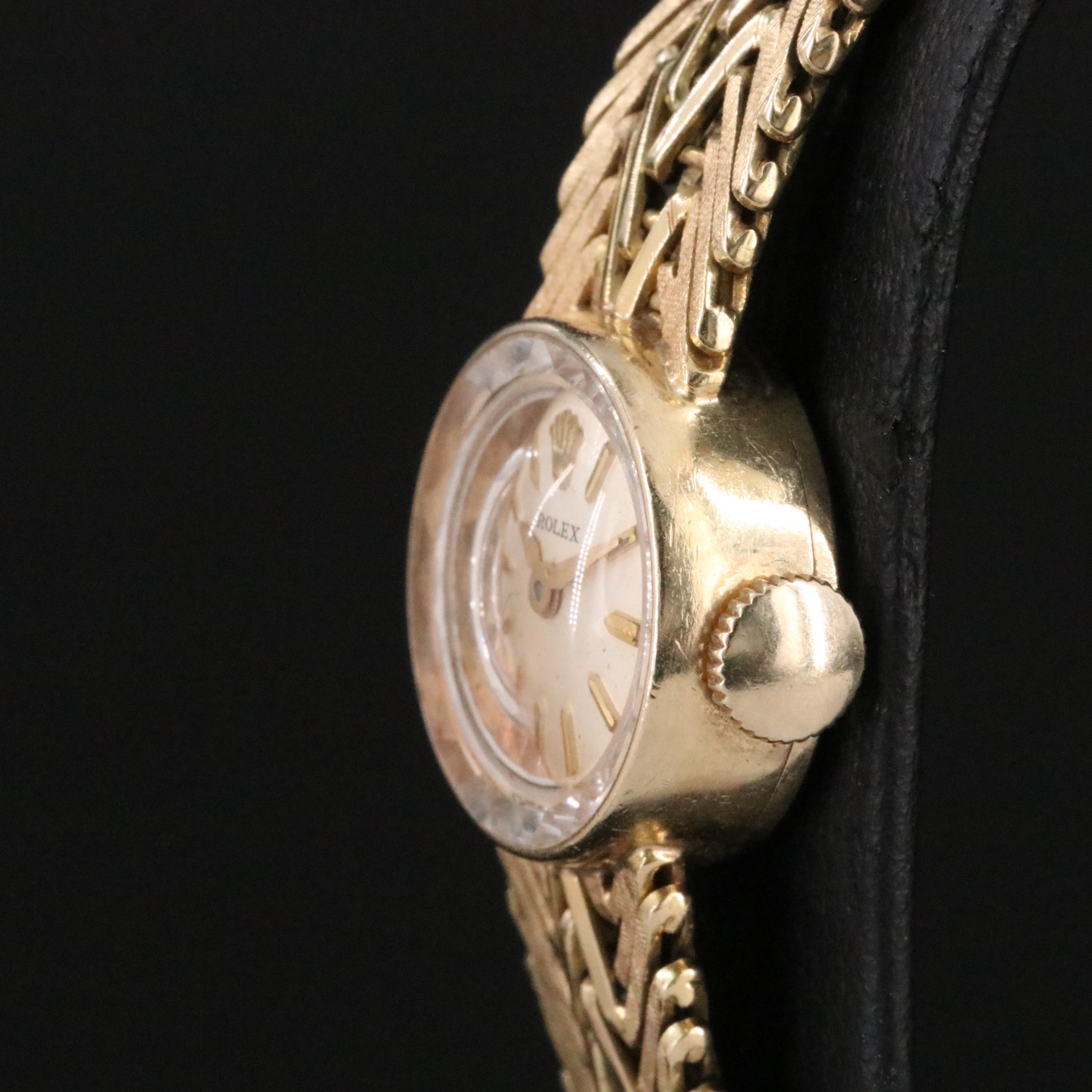 Vintage 14K Rolex Custom Band Stem Wind Watch