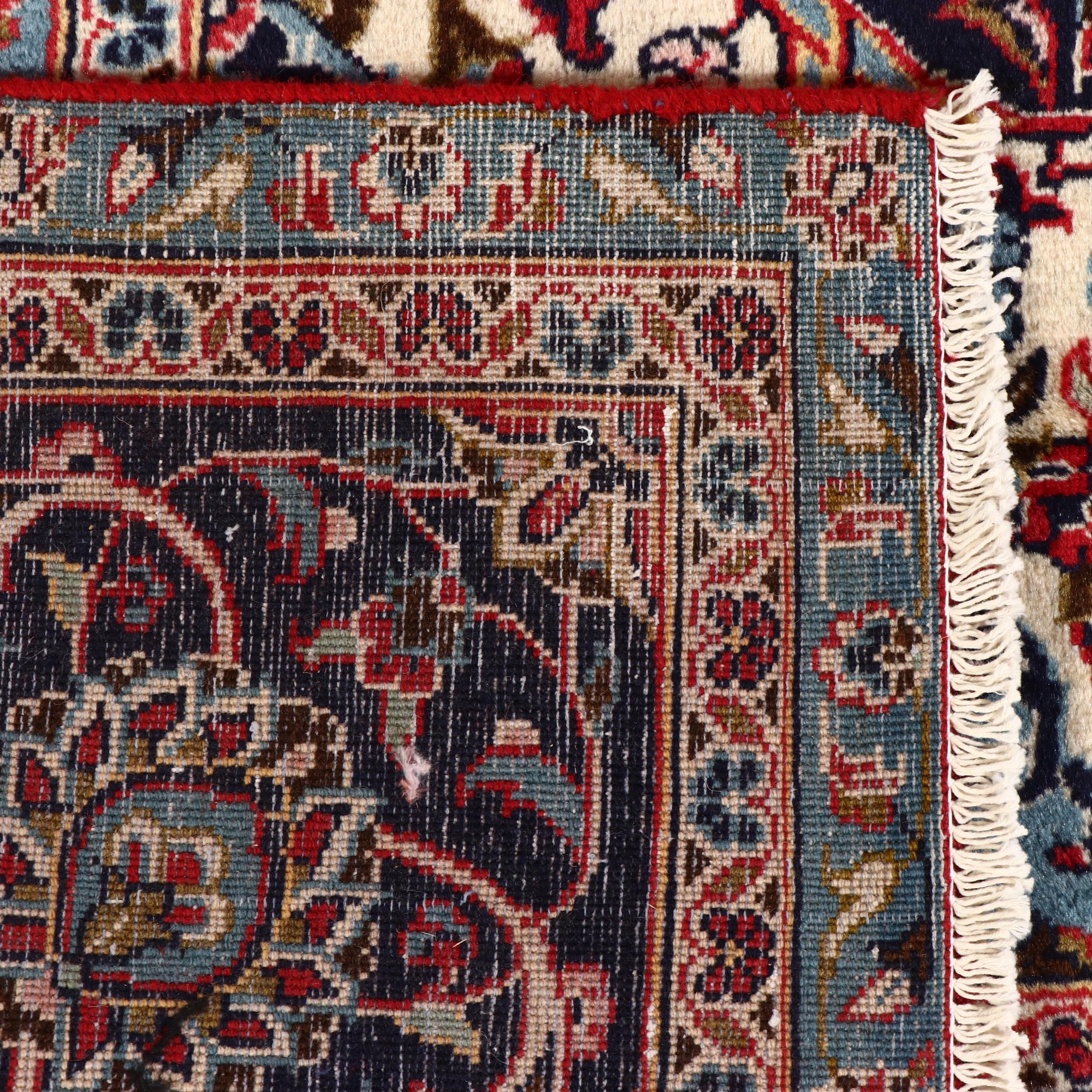 9'2 x 13'3 Hand-Knotted Persian Kashan Room-Sized Rug