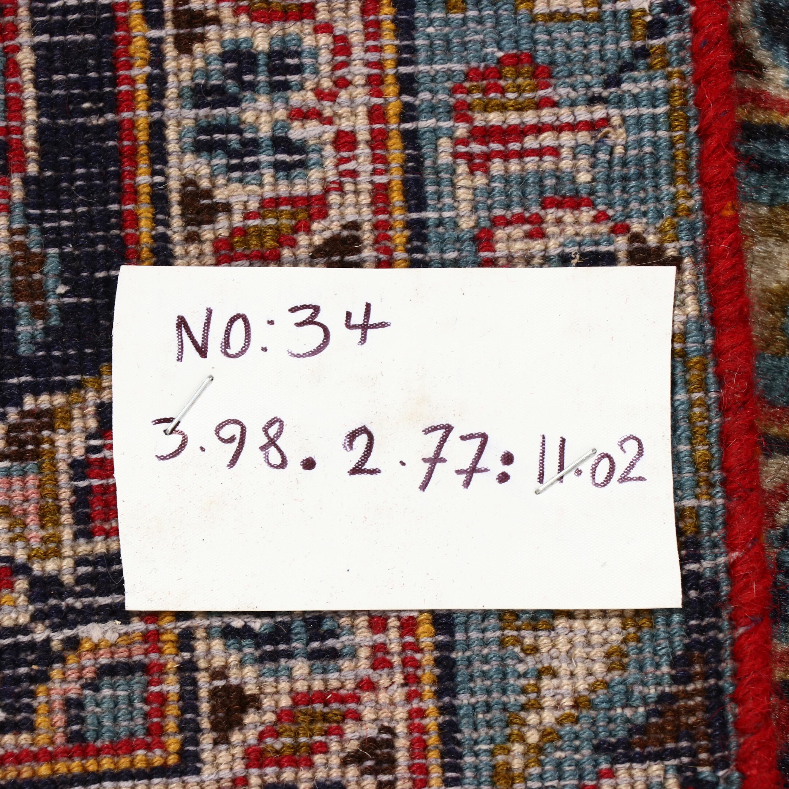 9'2 x 13'3 Hand-Knotted Persian Kashan Room-Sized Rug