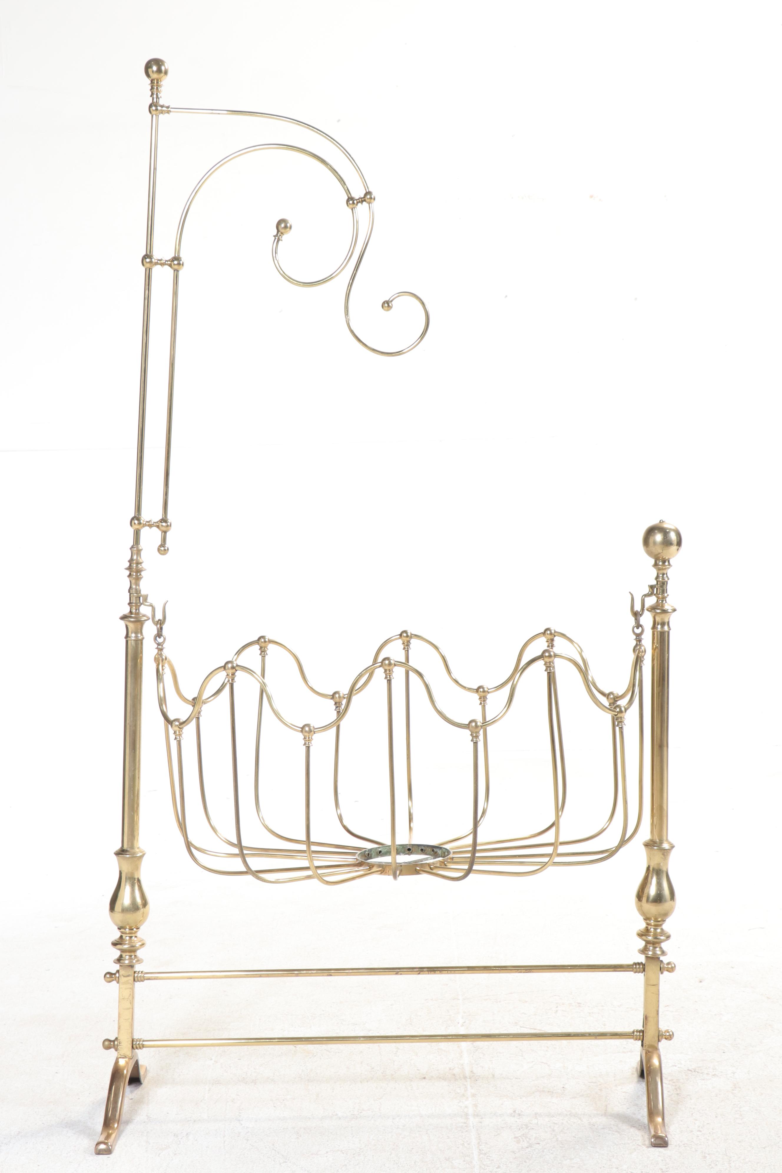 Art Nouveau Style Brass Cradle, Early 20th Century