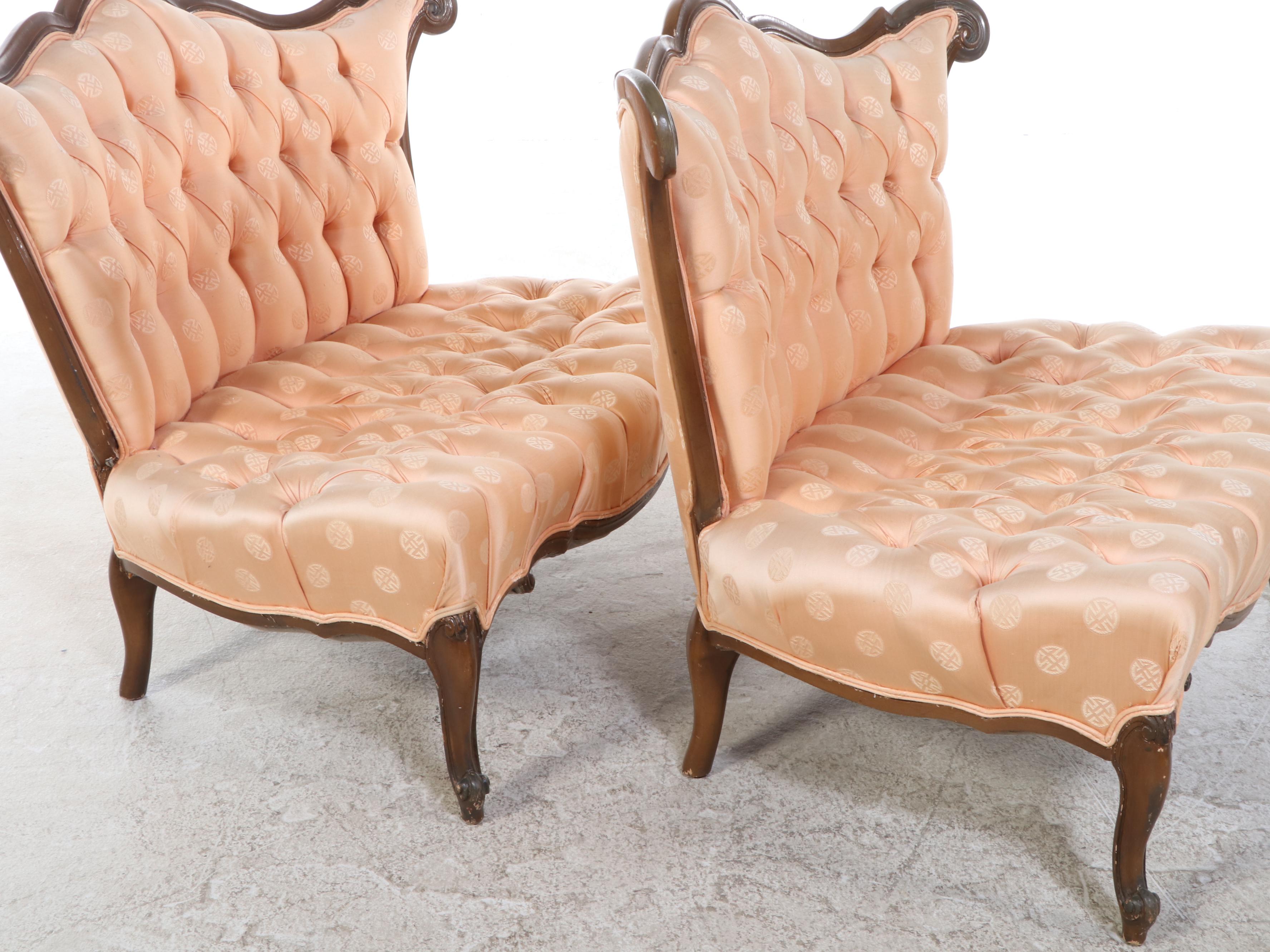 Pair of Victorian Rococo Style Bustle Benches, Late 19th/Early 20th Century