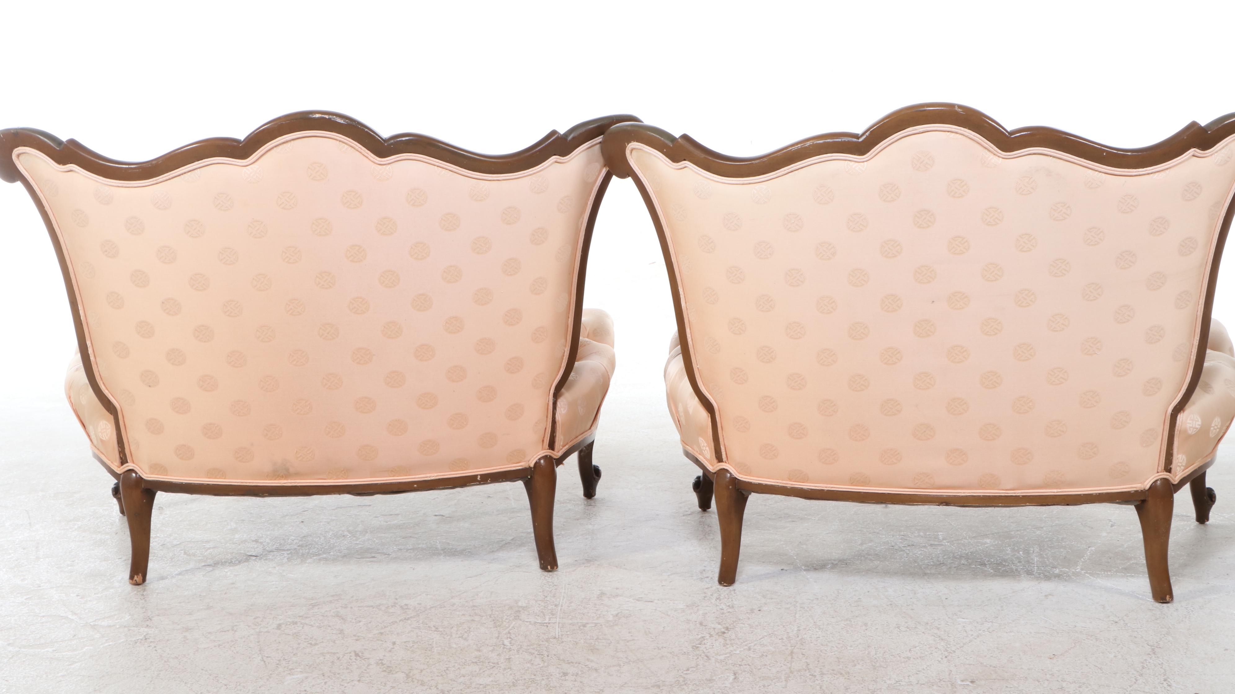 Pair of Victorian Rococo Style Bustle Benches, Late 19th/Early 20th Century