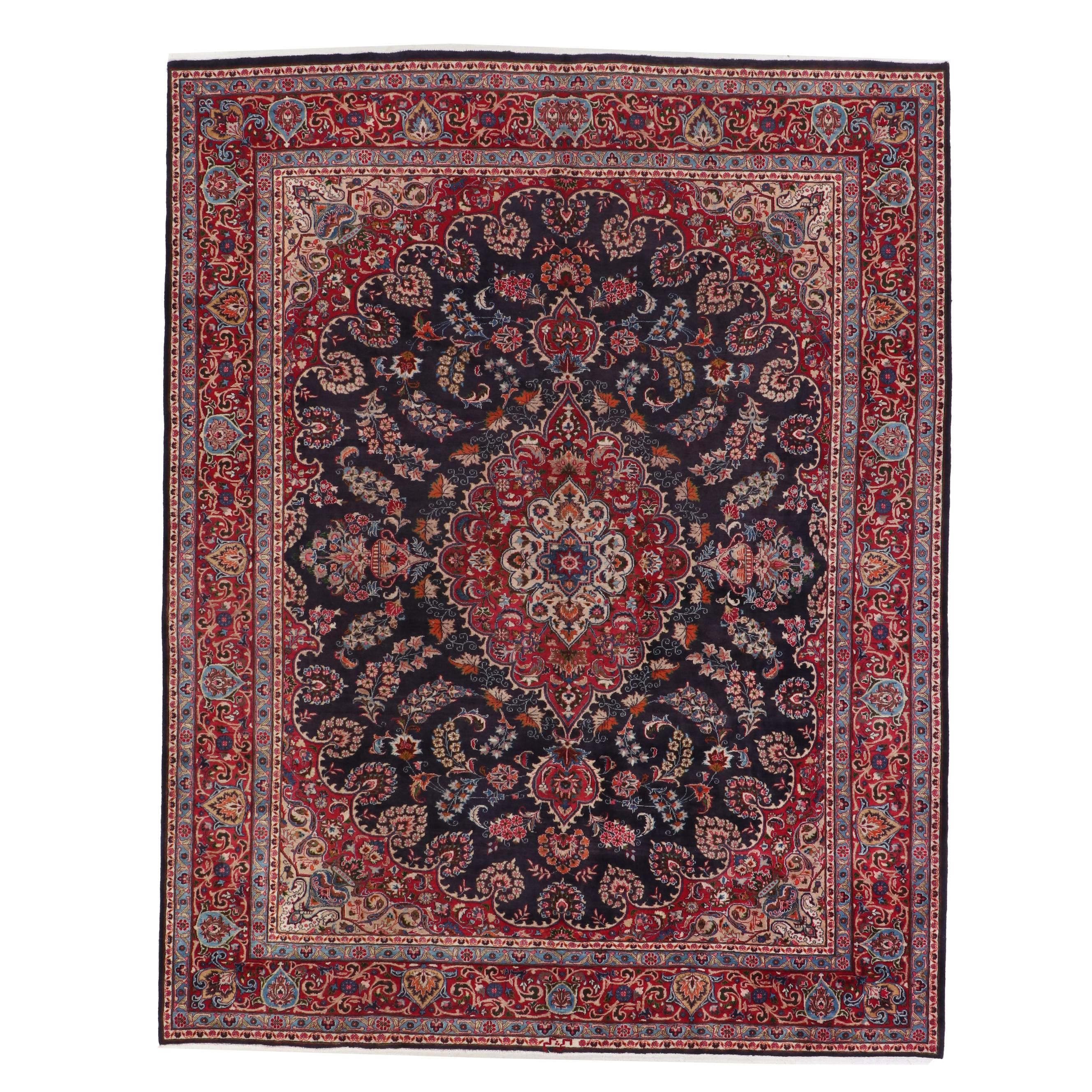 9'8 x 12'5 Hand-Knotted Persian Kashan Room Sized Rug
