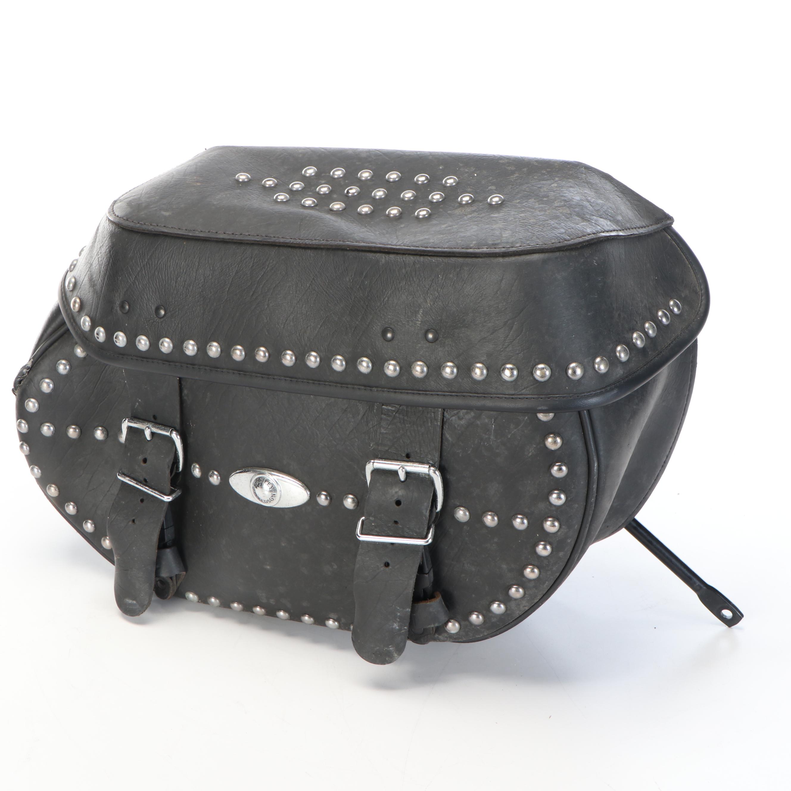 Harley-Davidson Studded Black Leather Saddle Bag/Motorcycle Accessories