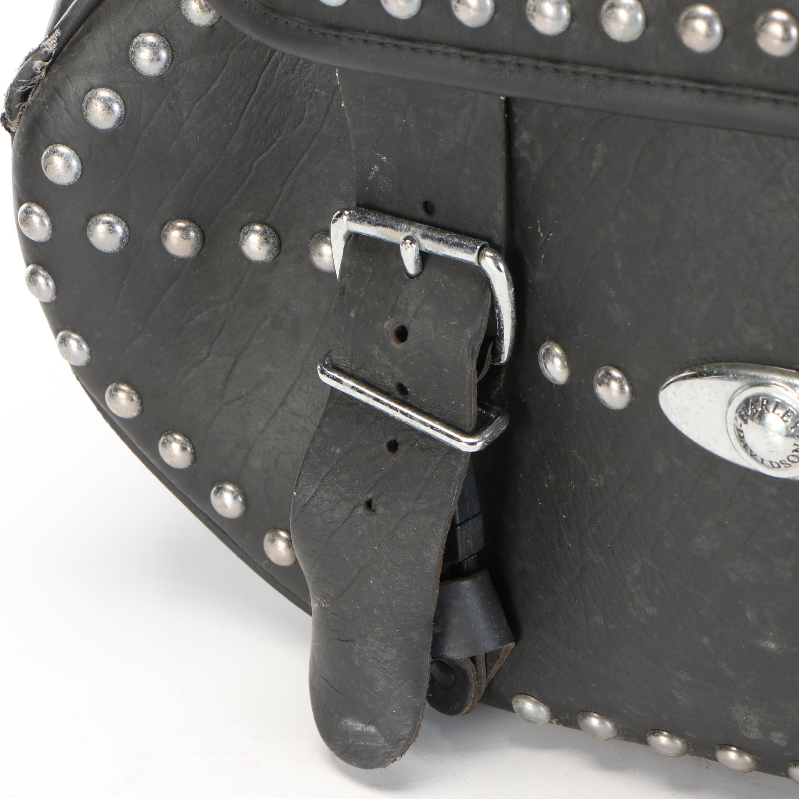 Harley-Davidson Studded Black Leather Saddle Bag/Motorcycle Accessories