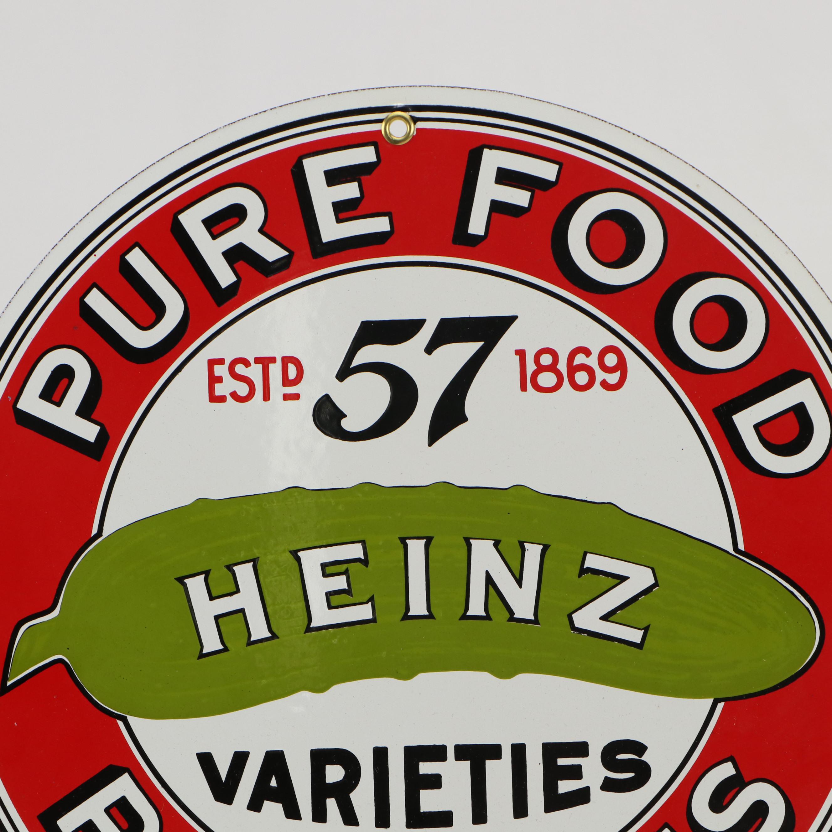 Heinz Varieties Pure Food Products Porcelain Enamel Sign