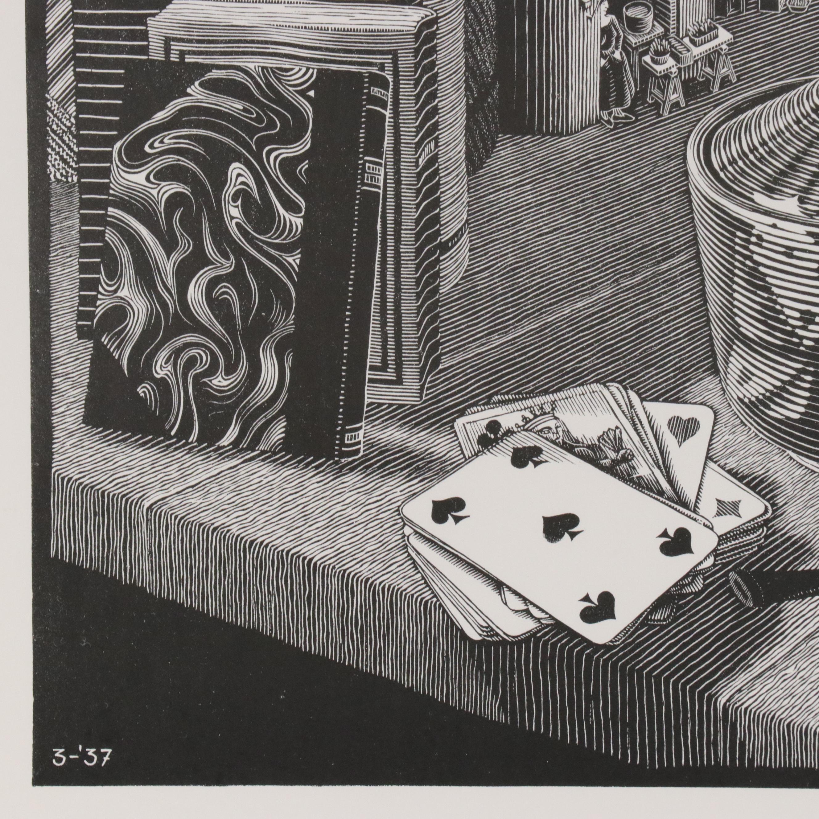 Lithograph After M. C. Escher "Still Life and Street"