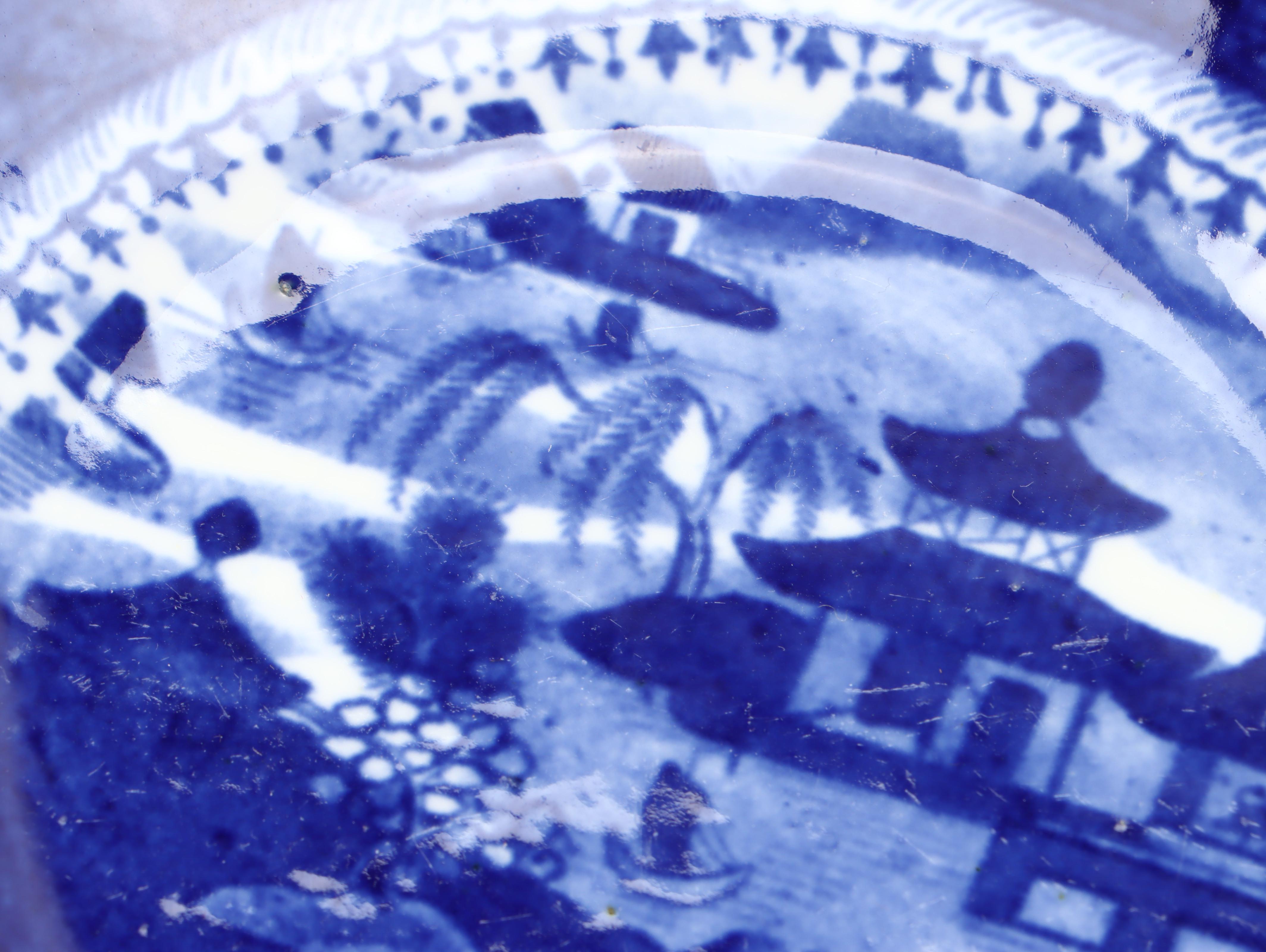 English Pearlware Canton Pattern Tea Bowls and Saucers