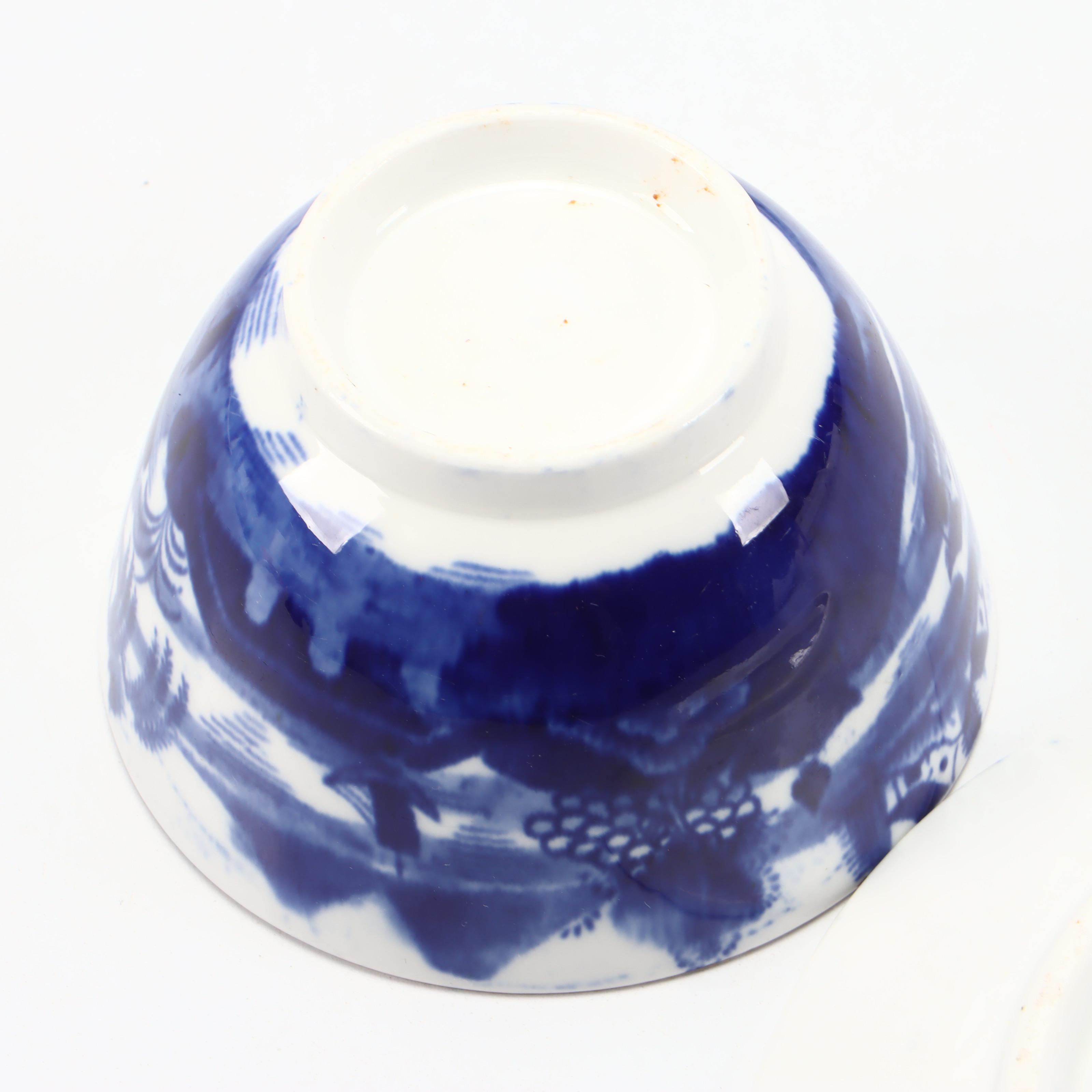 English Pearlware Canton Pattern Tea Bowls and Saucers