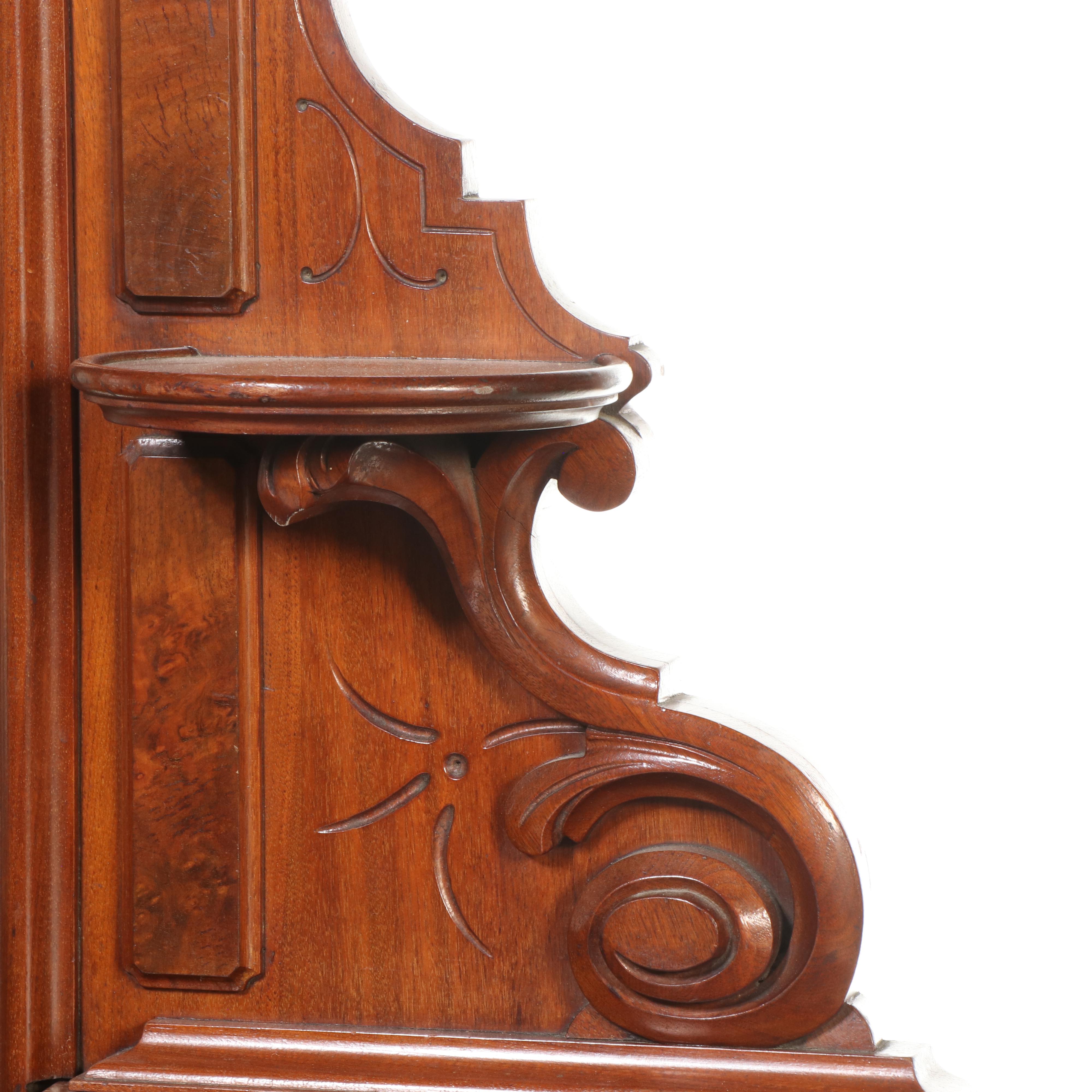 Victorian Eastlake Style Walnut Marble Top Drop Well Dresser, Late 19th Century