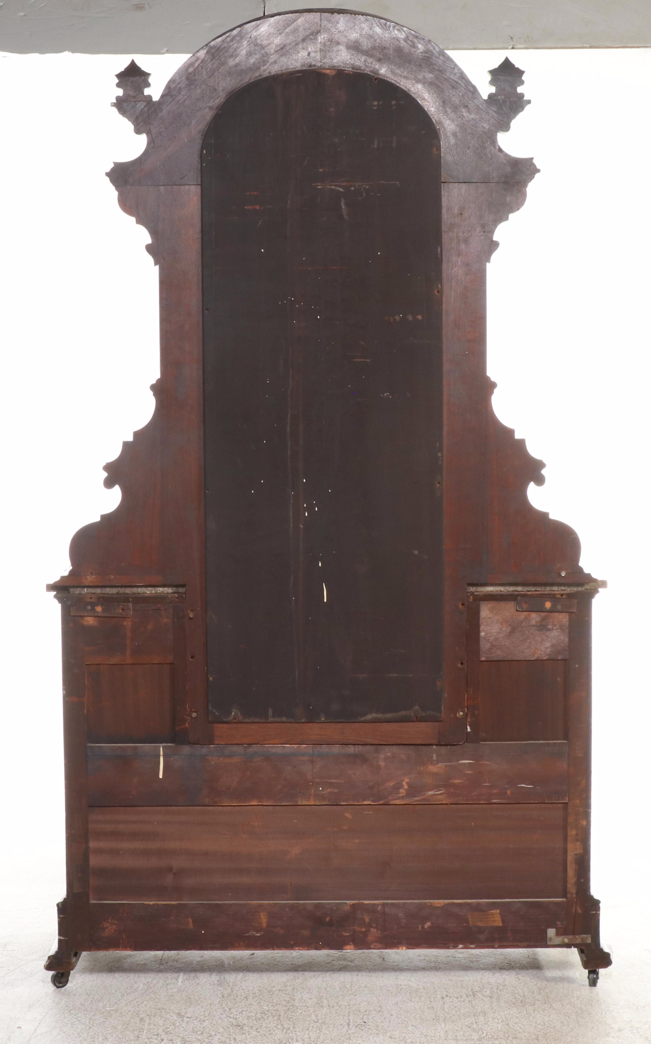 Victorian Eastlake Style Walnut Marble Top Drop Well Dresser, Late 19th Century