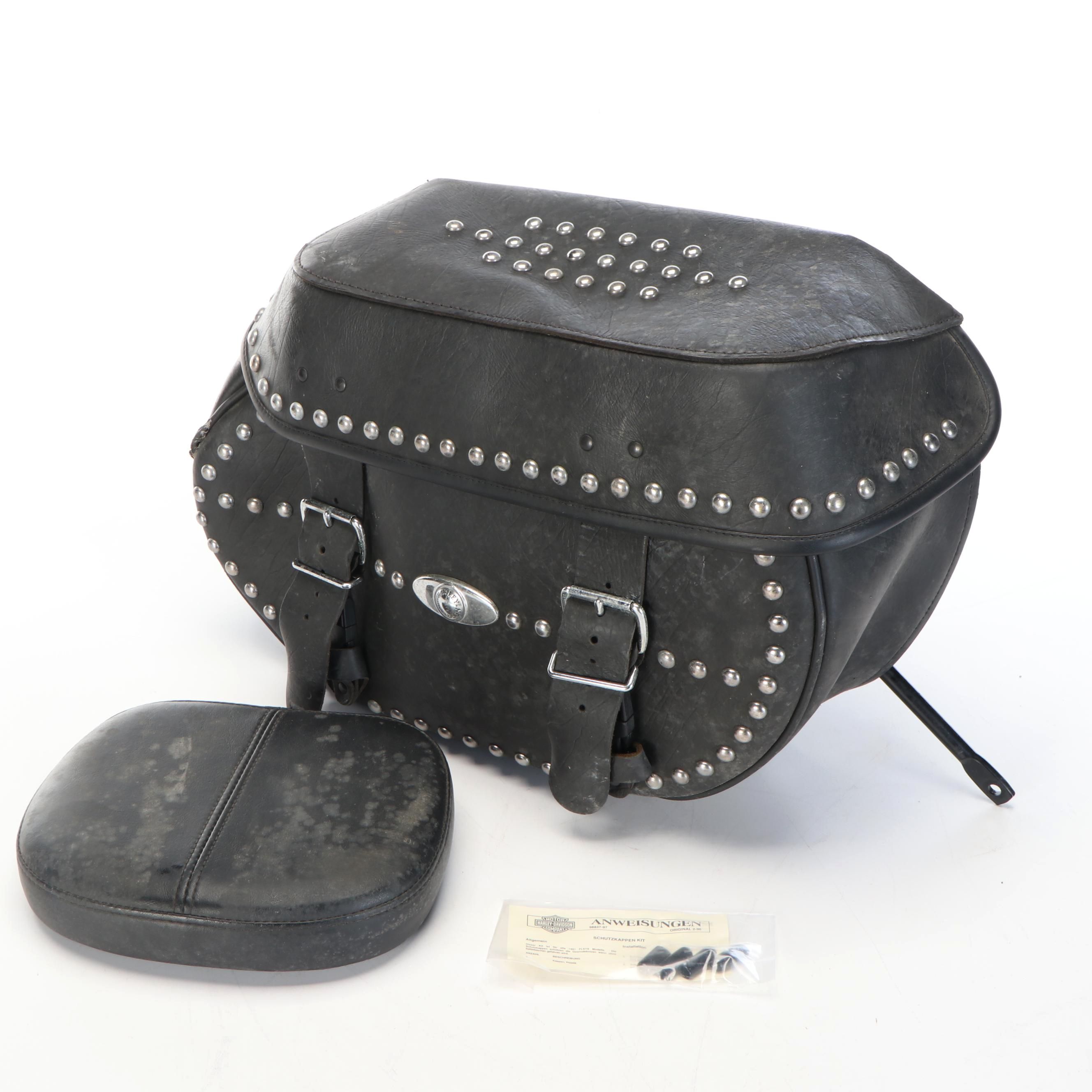 Harley-Davidson Studded Black Leather Saddle Bag/Motorcycle Accessories