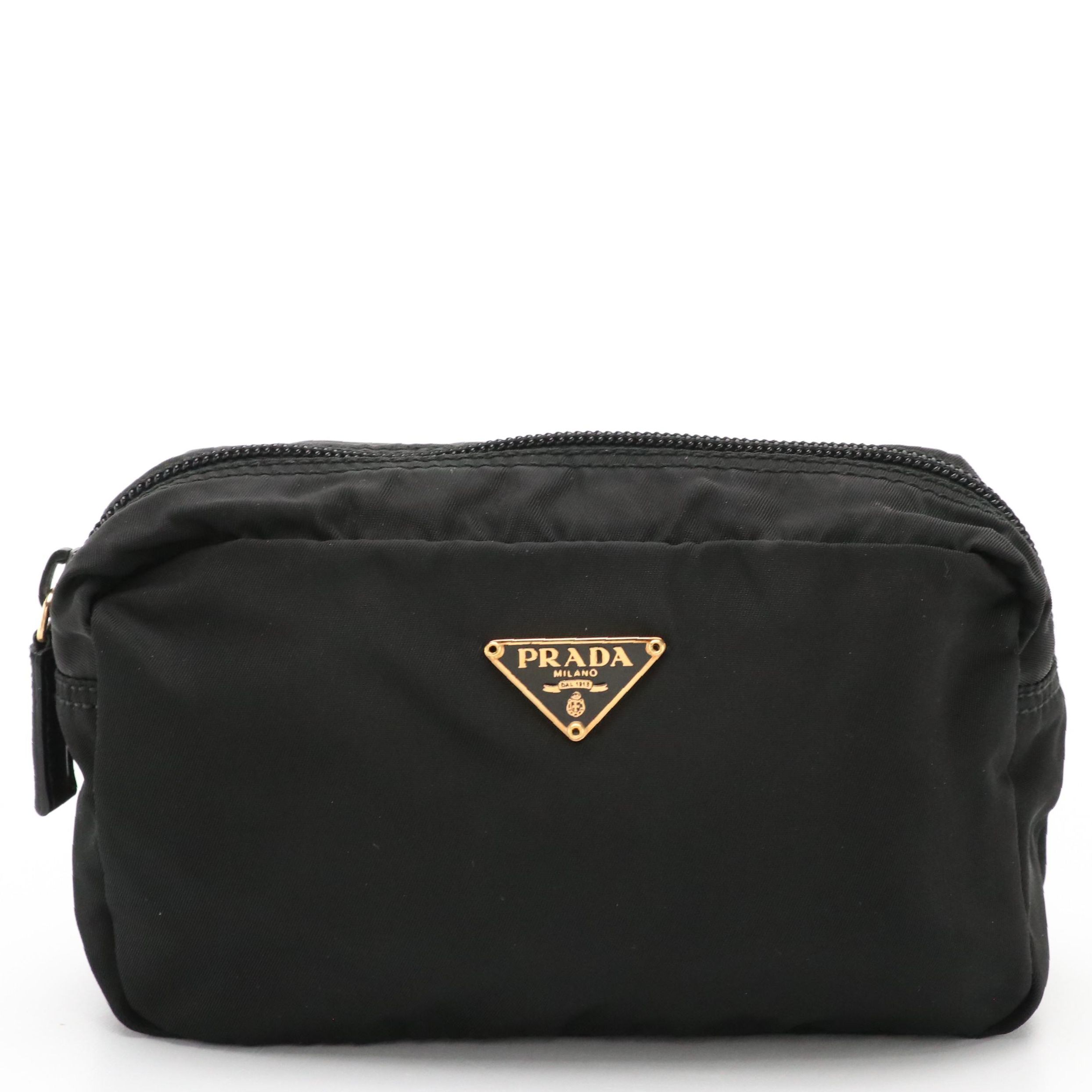 Prada Zip Pouch in Black Nylon