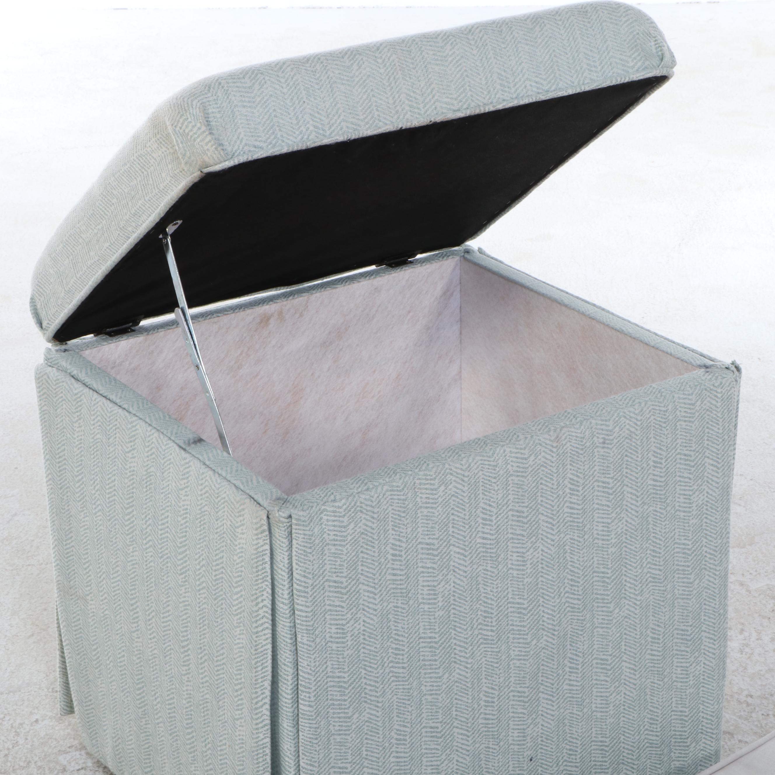 Three-Piece Painted Art Deco Style Bedroom Suite with Storage Ottoman