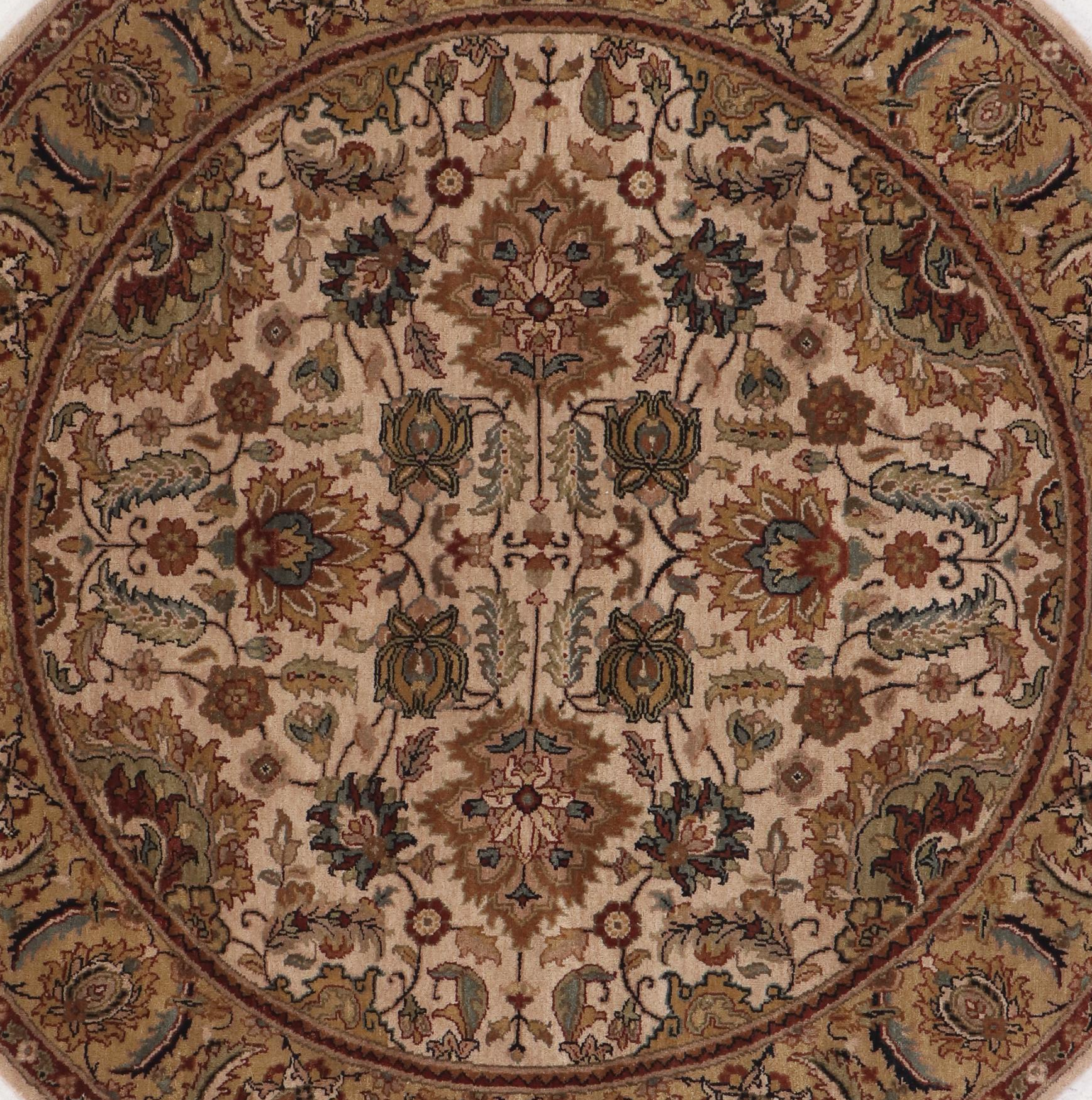 6'2 x 6'4 Near-Round Hand-Knotted Indian Agra Area Rug