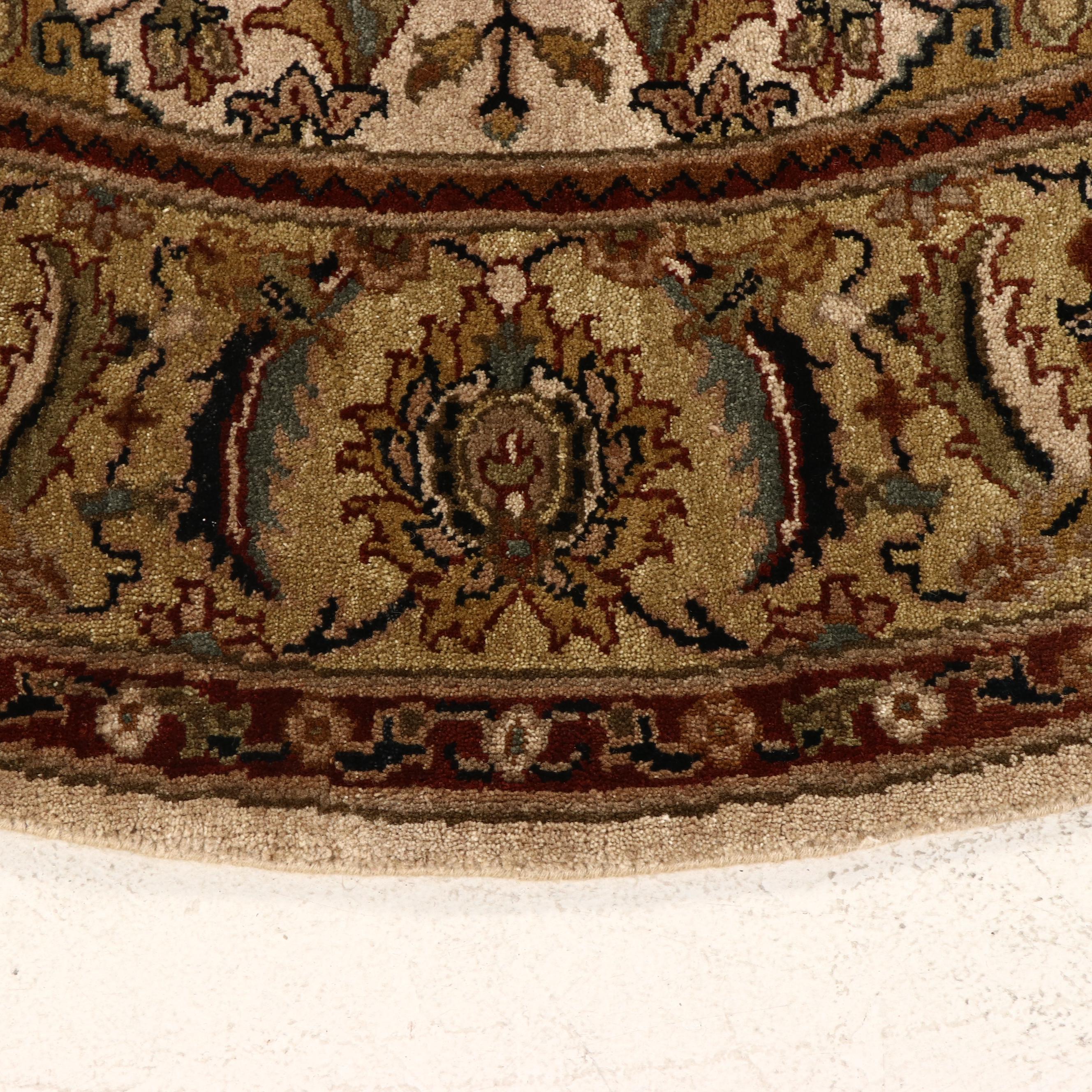 6'2 x 6'4 Near-Round Hand-Knotted Indian Agra Area Rug