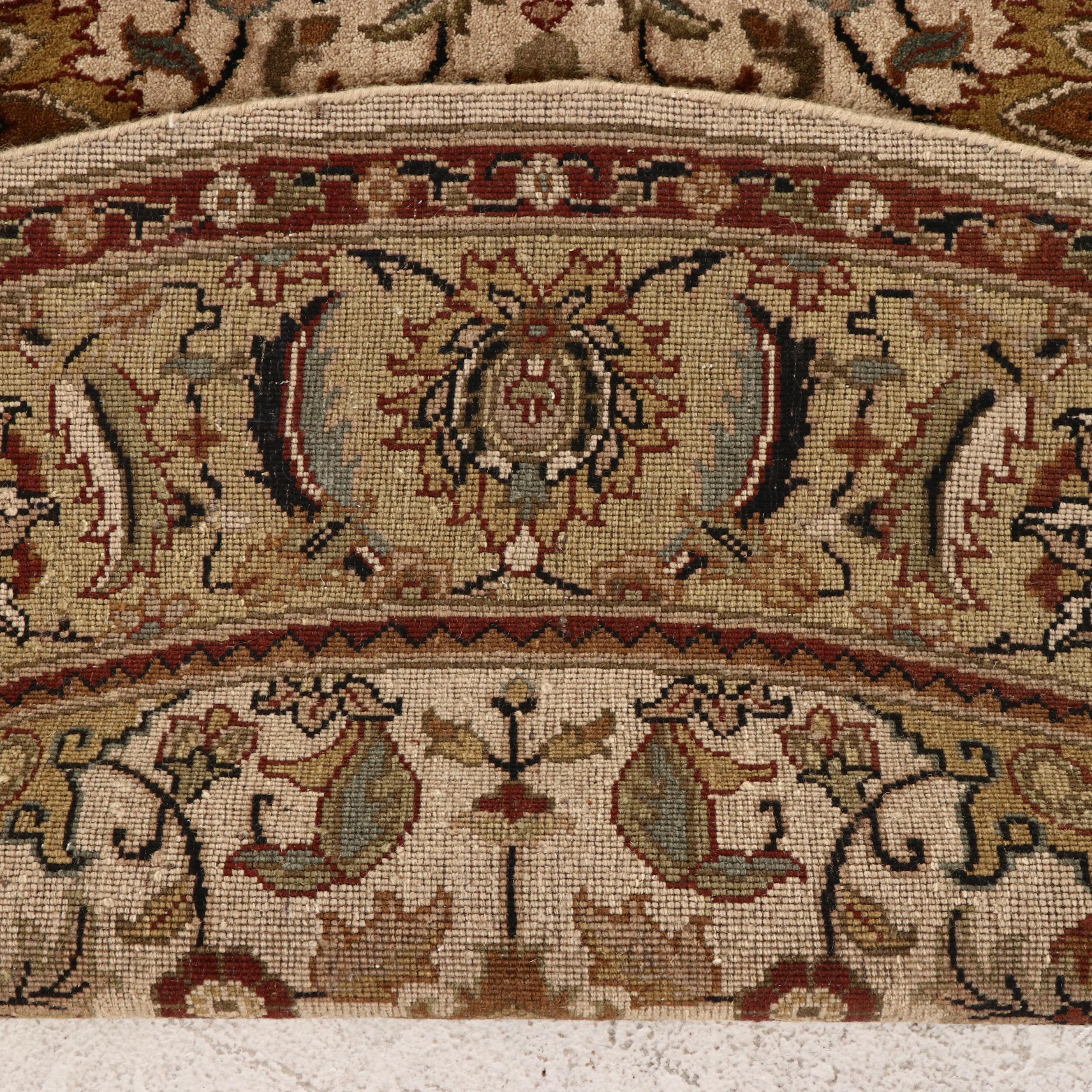 6'2 x 6'4 Near-Round Hand-Knotted Indian Agra Area Rug