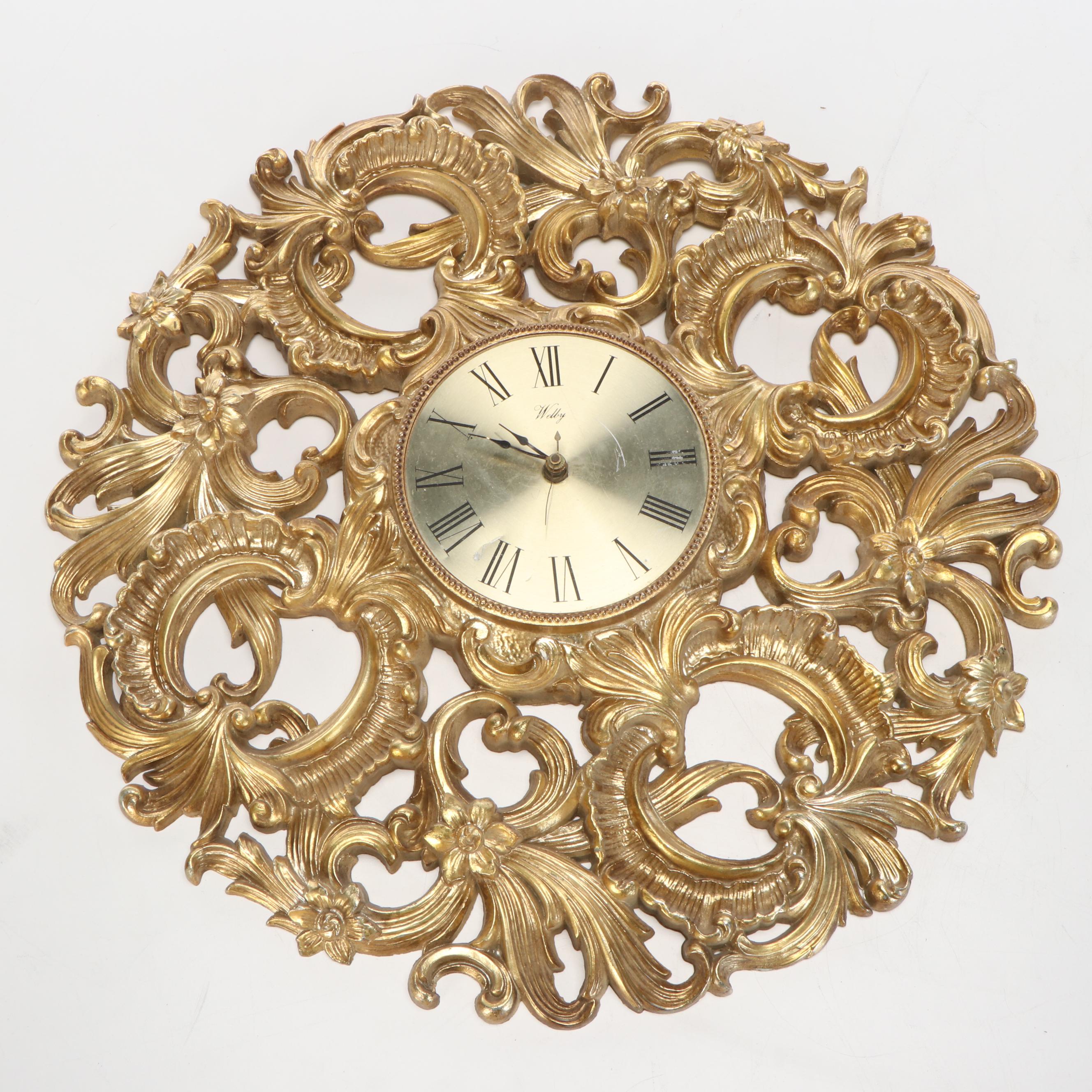 Syroco Neoclassical Style Dual-Arm Wall Sconces, Decorative Wall Clocks